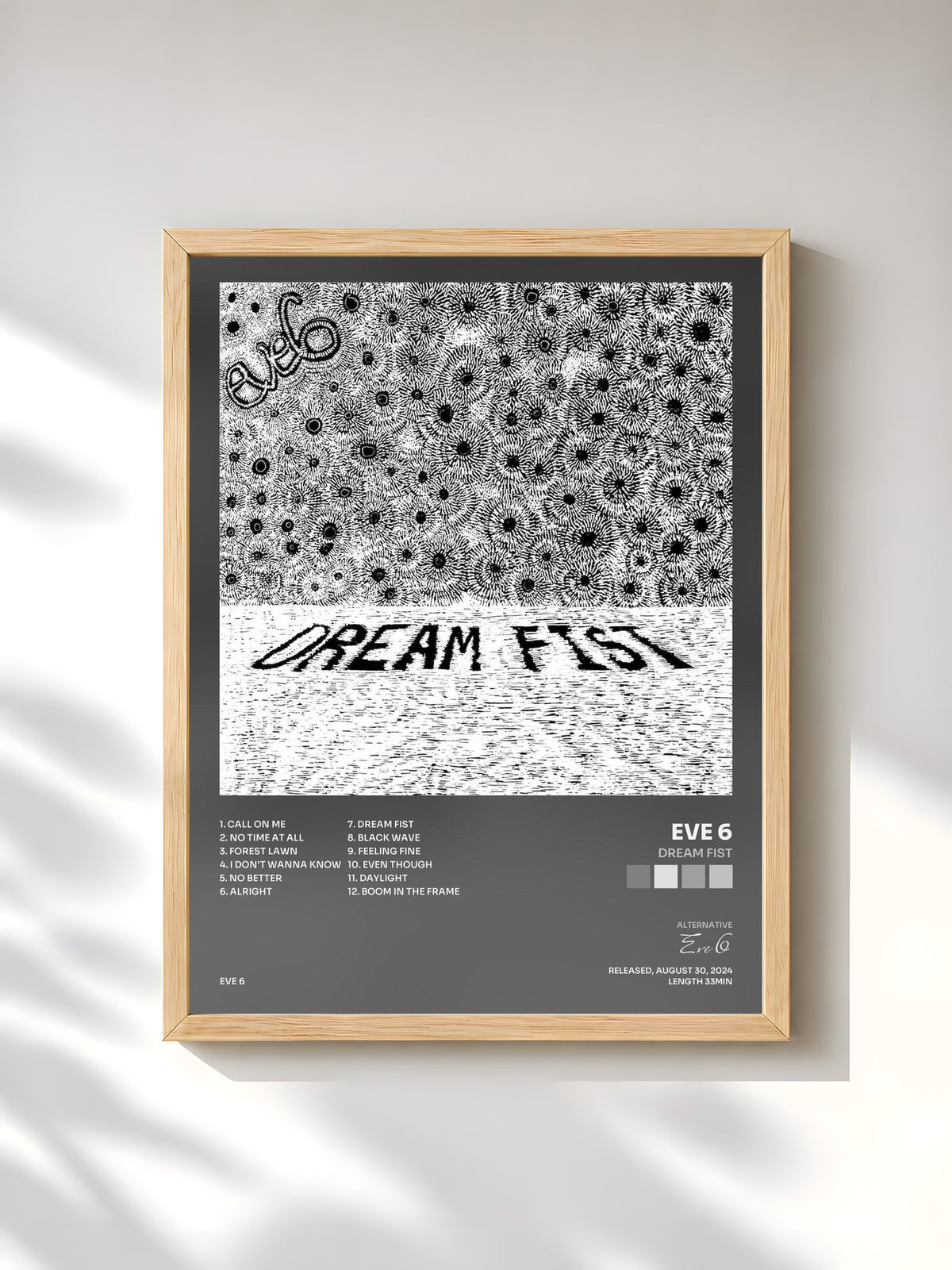 #bois Tableau de l'album Dream Fist de Eve 6, cadre en bois brut, imprimé et encadré en France