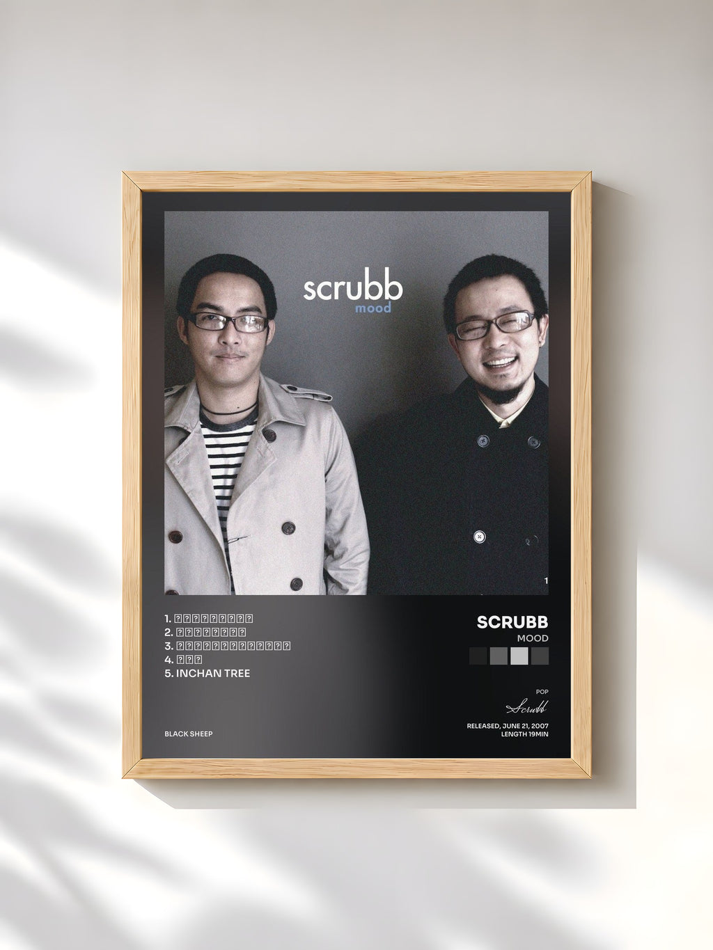 #bois Tableau de l'album Mood de Scrubb, cadre en bois brut, imprimé et encadré en France