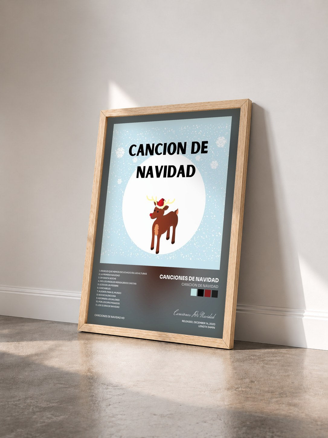 #bois Tableau de l'album Cancion De Navidad de Canciones De Navidad vu de trois quarts, cadre en bois brut