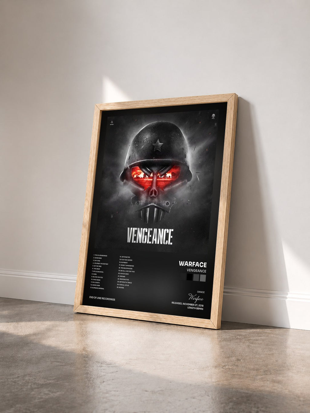 #bois Tableau de l'album Vengeance de Warface vu de trois quarts, cadre en bois brut
