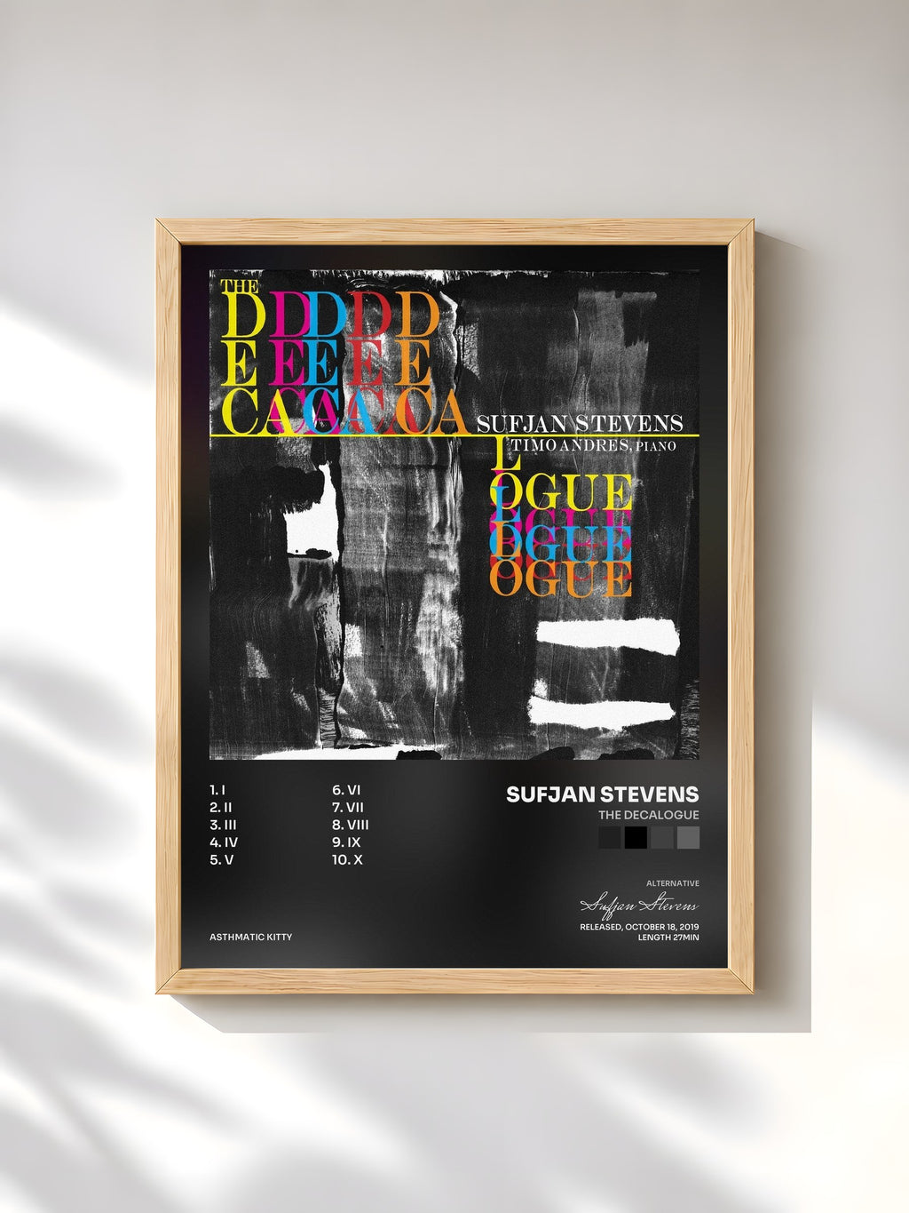 #bois Tableau de l'album The Decalogue de Sufjan Stevens, cadre en bois brut, imprimé et encadré en France