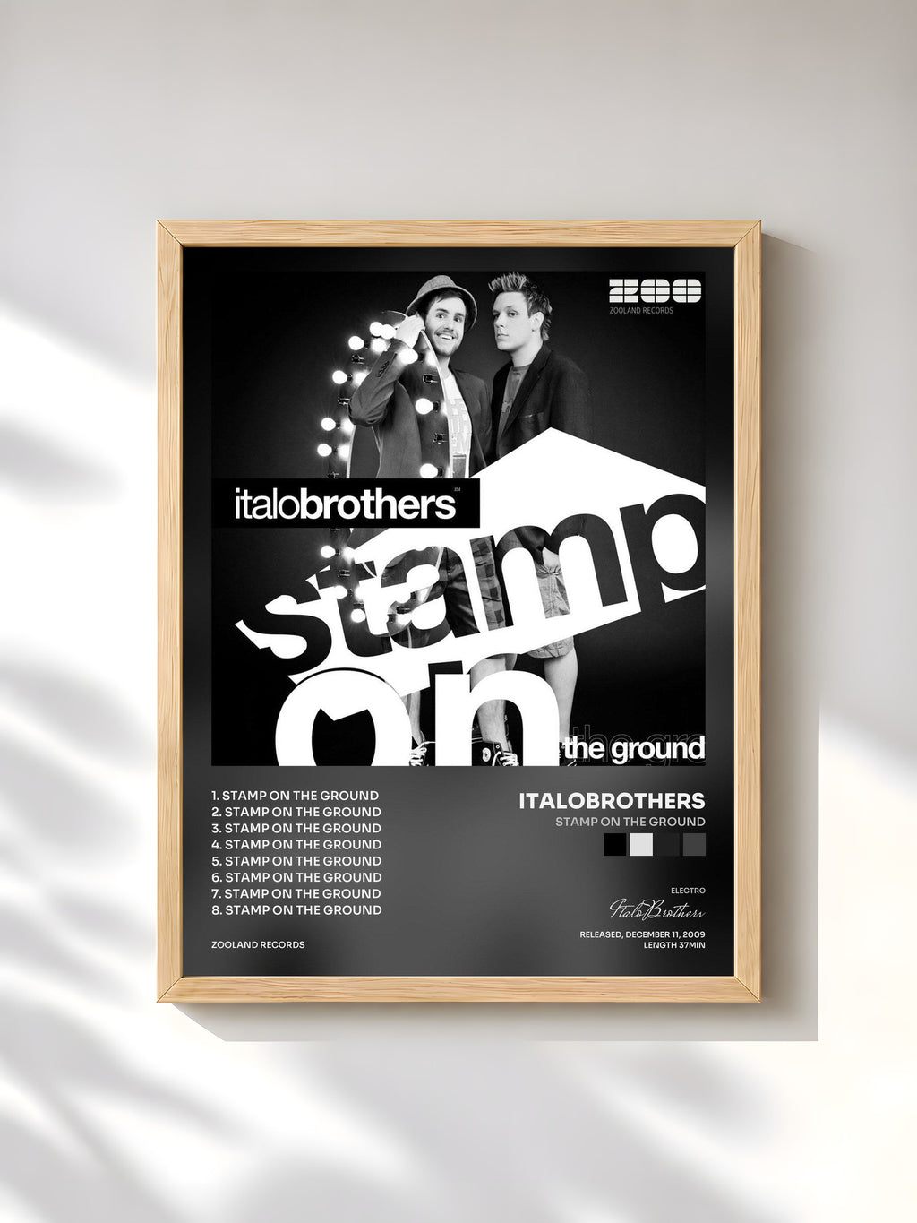 #bois Tableau de l'album Stamp On The Ground de ItaloBrothers, cadre en bois brut, imprimé et encadré en France