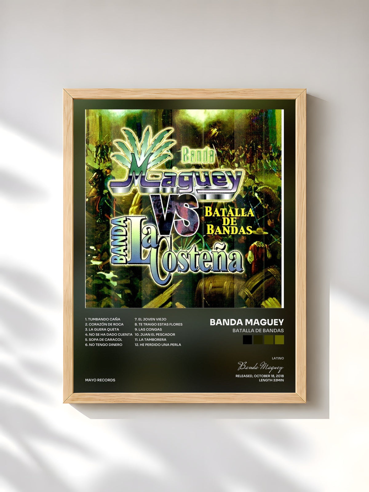 #bois Tableau de l'album Batalla de Bandas de Banda Maguey, cadre en bois brut, imprimé et encadré en France