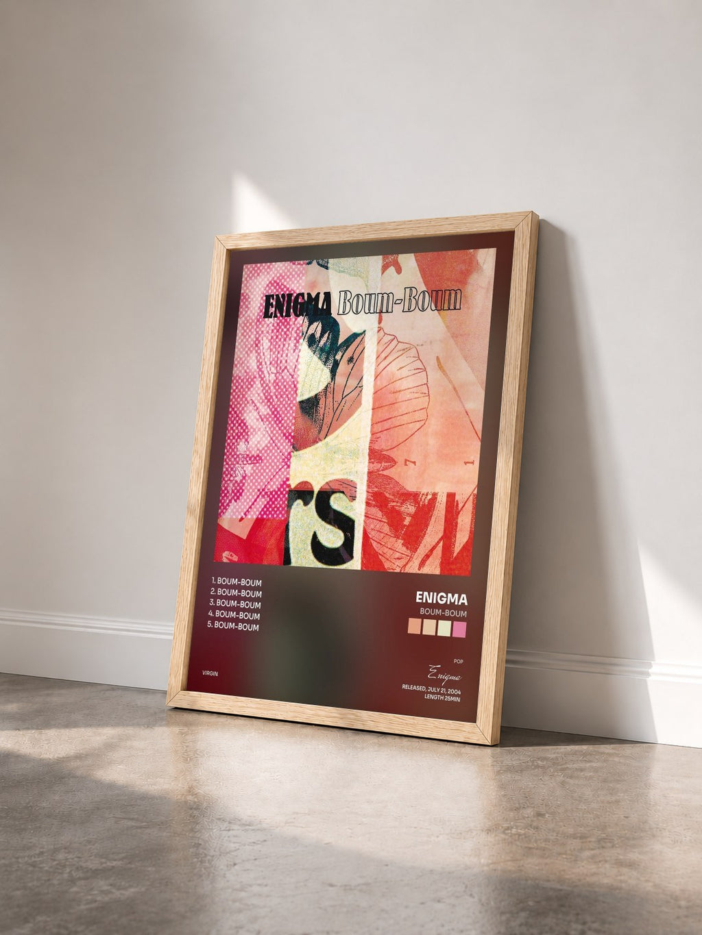 #bois Tableau de l'album Boum-Boum de Enigma vu de trois quarts, cadre en bois brut
