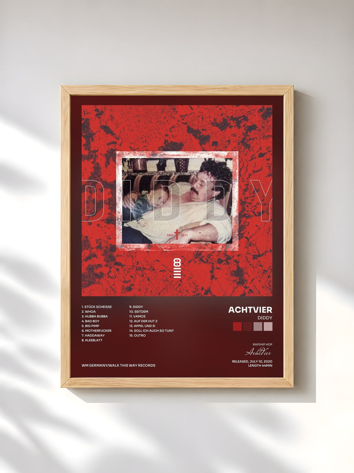 #bois Tableau de l'album Diddy de AchtVier, cadre en bois brut, imprimé et encadré en France