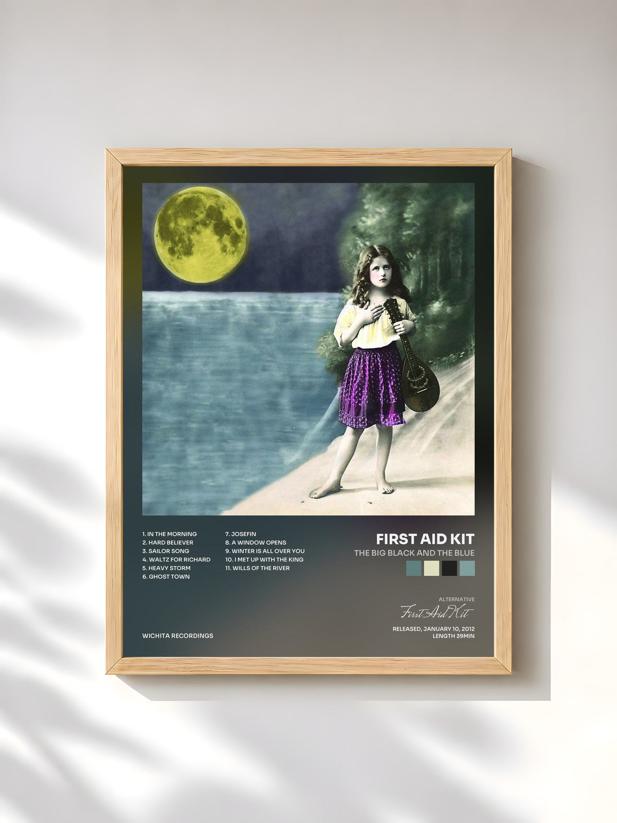 #bois Tableau de l'album The Big Black and the Blue de First Aid Kit, cadre en bois brut, imprimé et encadré en France