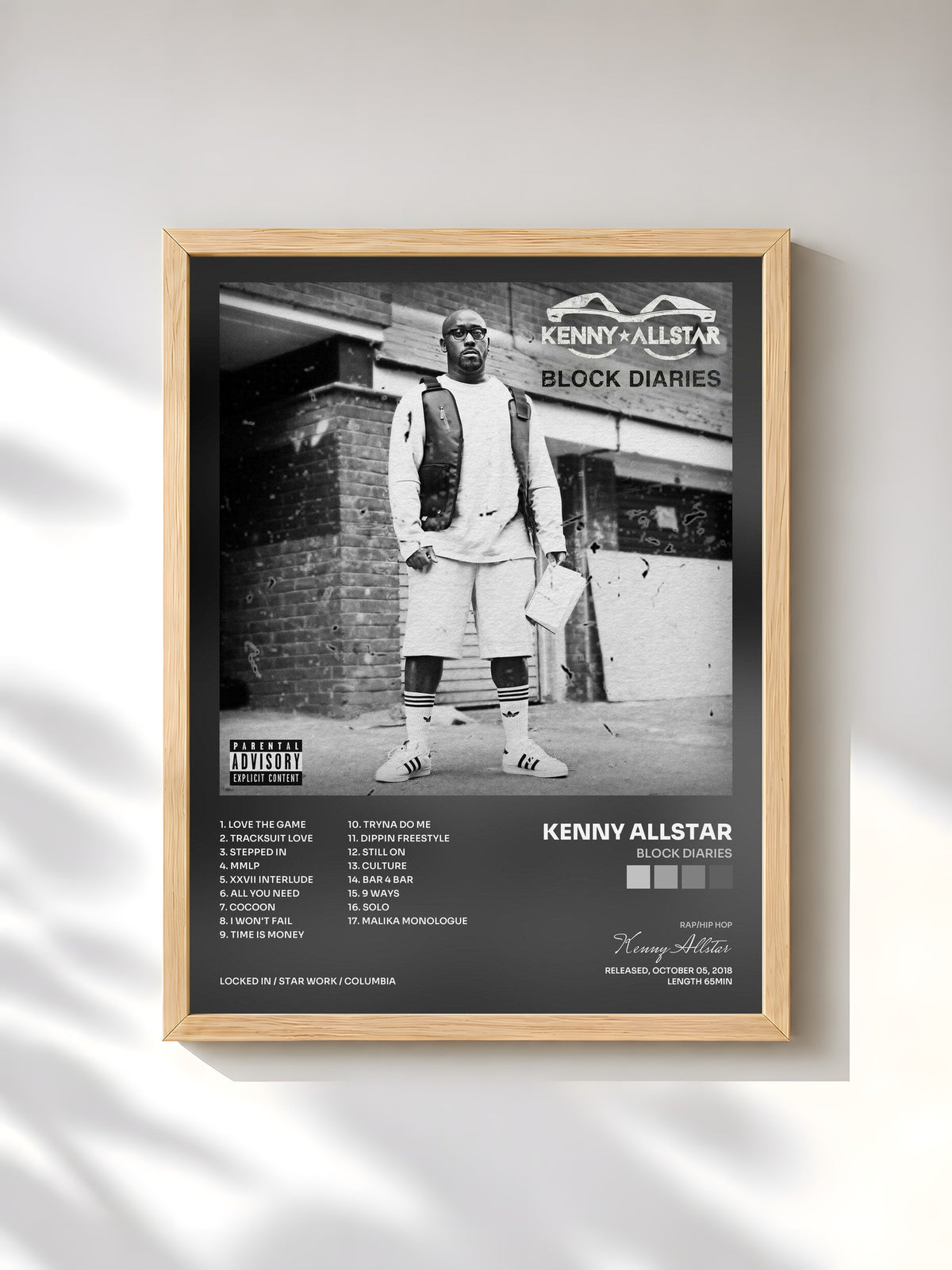 #bois Tableau de l'album Block Diaries de Kenny Allstar, cadre en bois brut, imprimé et encadré en France