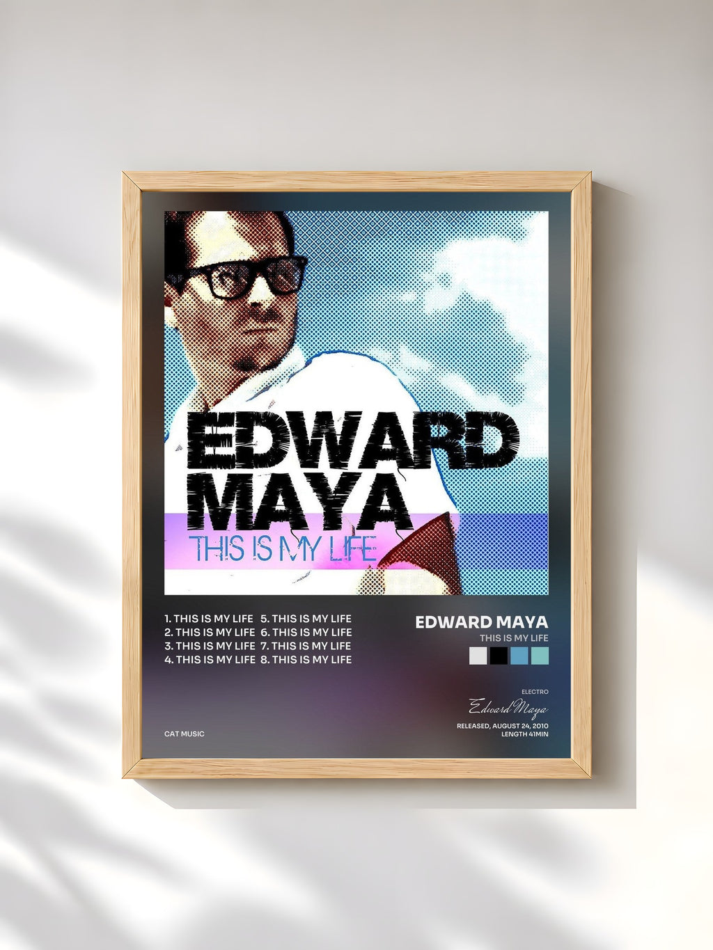 #bois Tableau de l'album This Is My Life de Edward Maya, cadre en bois brut, imprimé et encadré en France