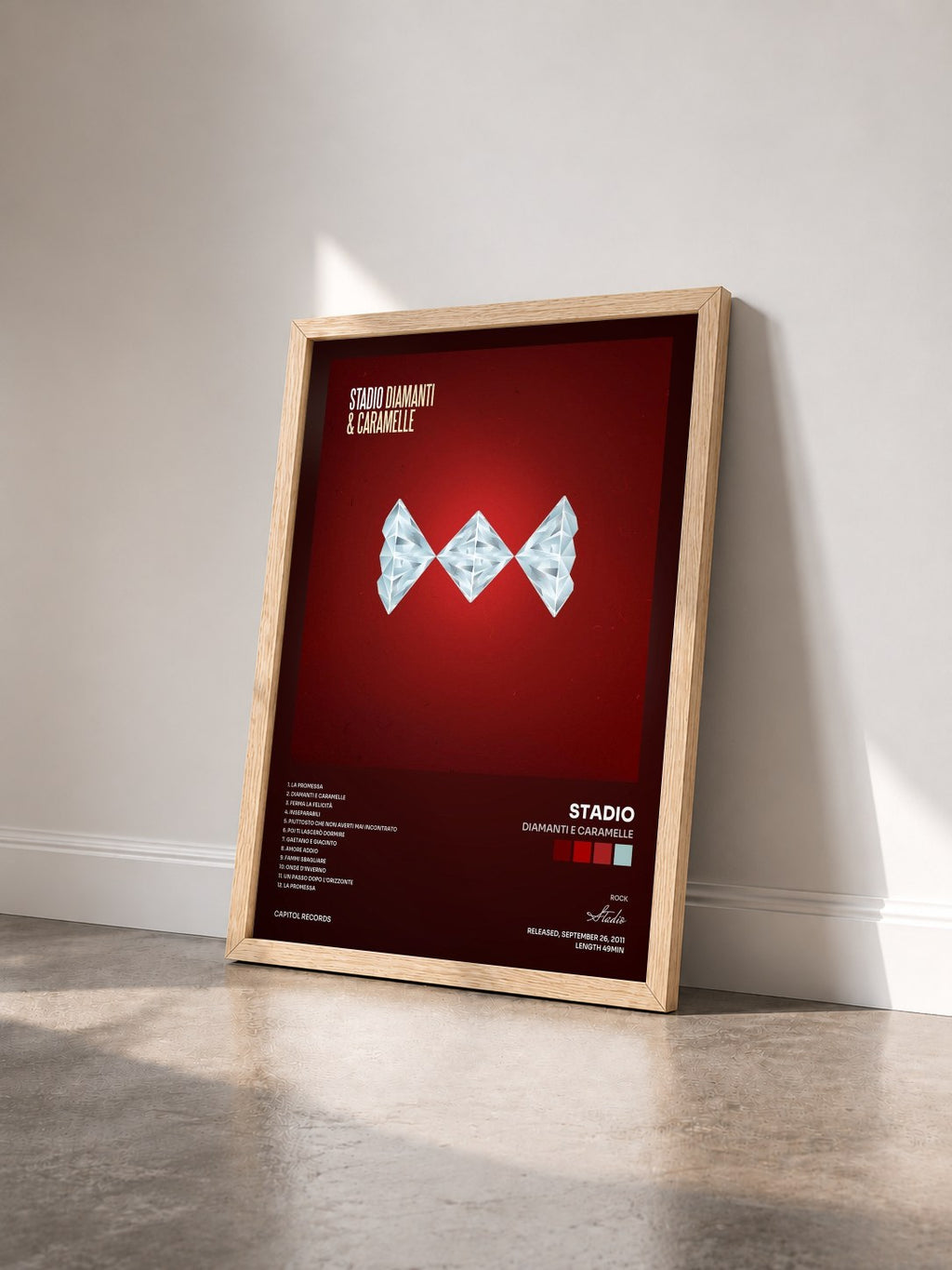 #bois Tableau de l'album Diamanti E Caramelle de Stadio vu de trois quarts, cadre en bois brut