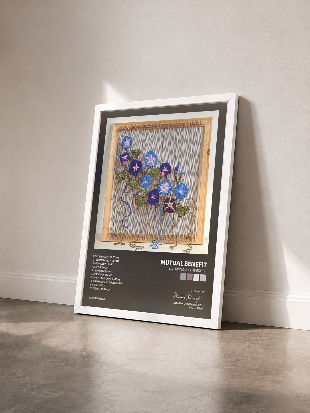 #blanc Tableau de l'album Growing at the Edges de Mutual Benefit vu de trois quarts, cadre blanc
