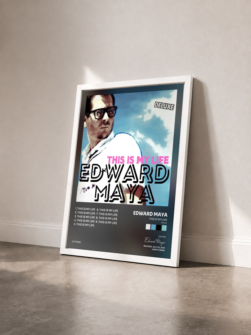 #blanc Tableau de l'album This Is My Life (Deluxe) de Edward Maya vu de trois quarts, cadre blanc