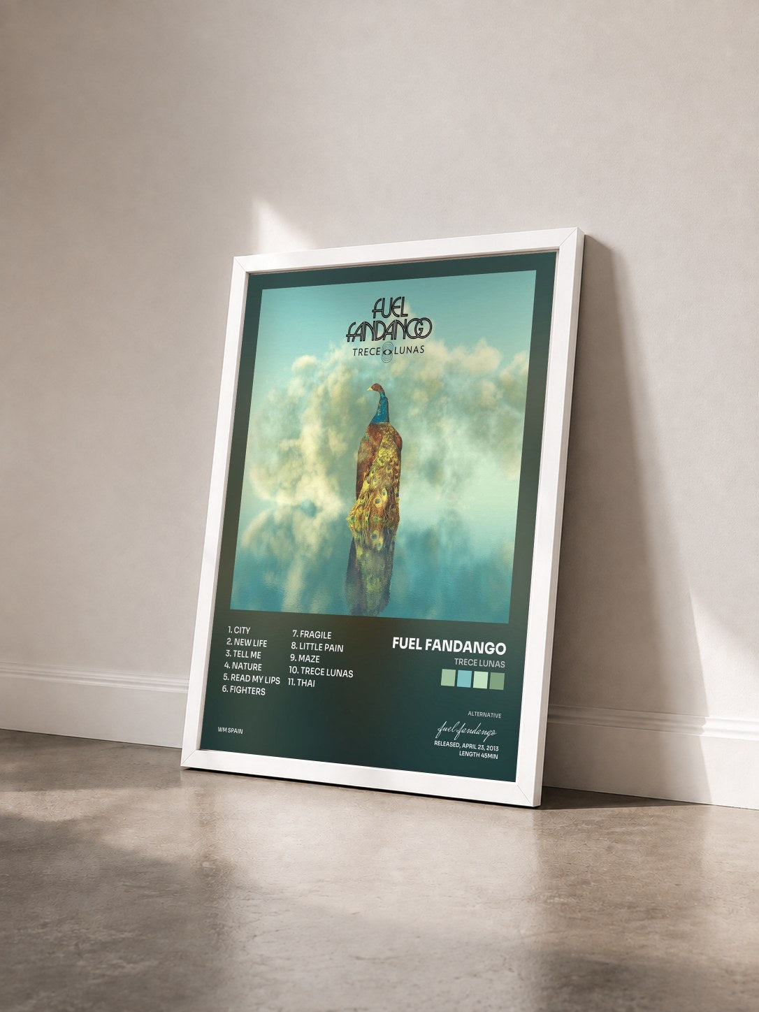 #blanc Tableau de l'album Trece Lunas de fuel fandango vu de trois quarts, cadre blanc