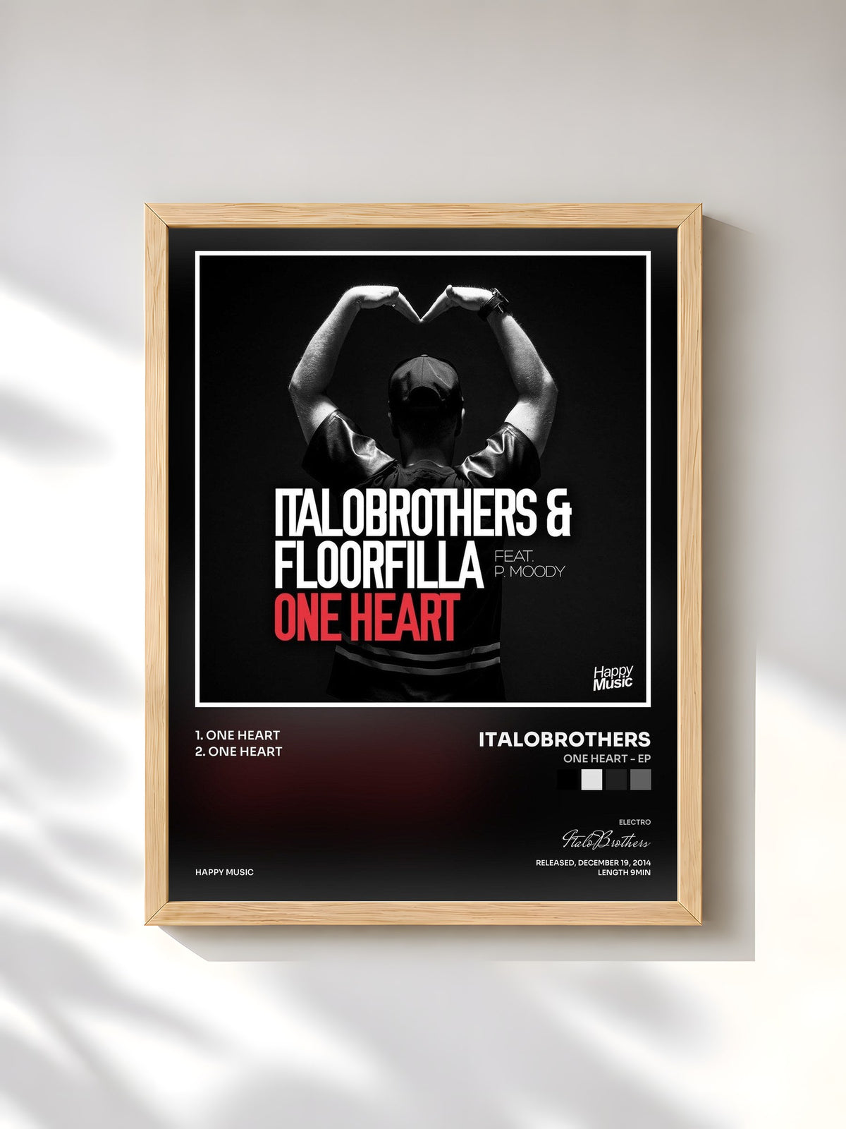 #bois Tableau de l'album One Heart - EP de ItaloBrothers, cadre en bois brut, imprimé et encadré en France