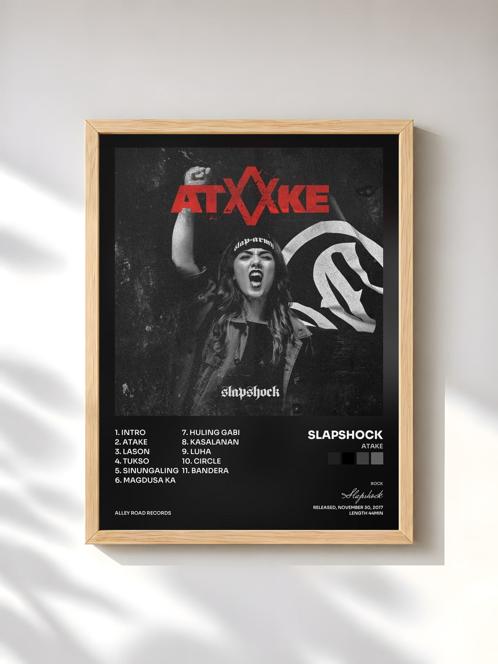 #bois Tableau de l'album Atake de Slapshock, cadre en bois brut, imprimé et encadré en France