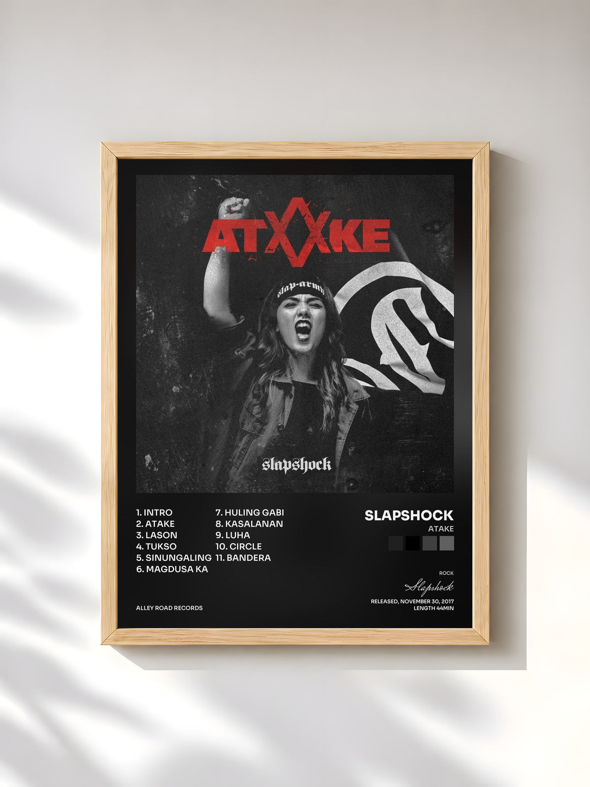 #bois Tableau de l'album Atake de Slapshock, cadre en bois brut, imprimé et encadré en France