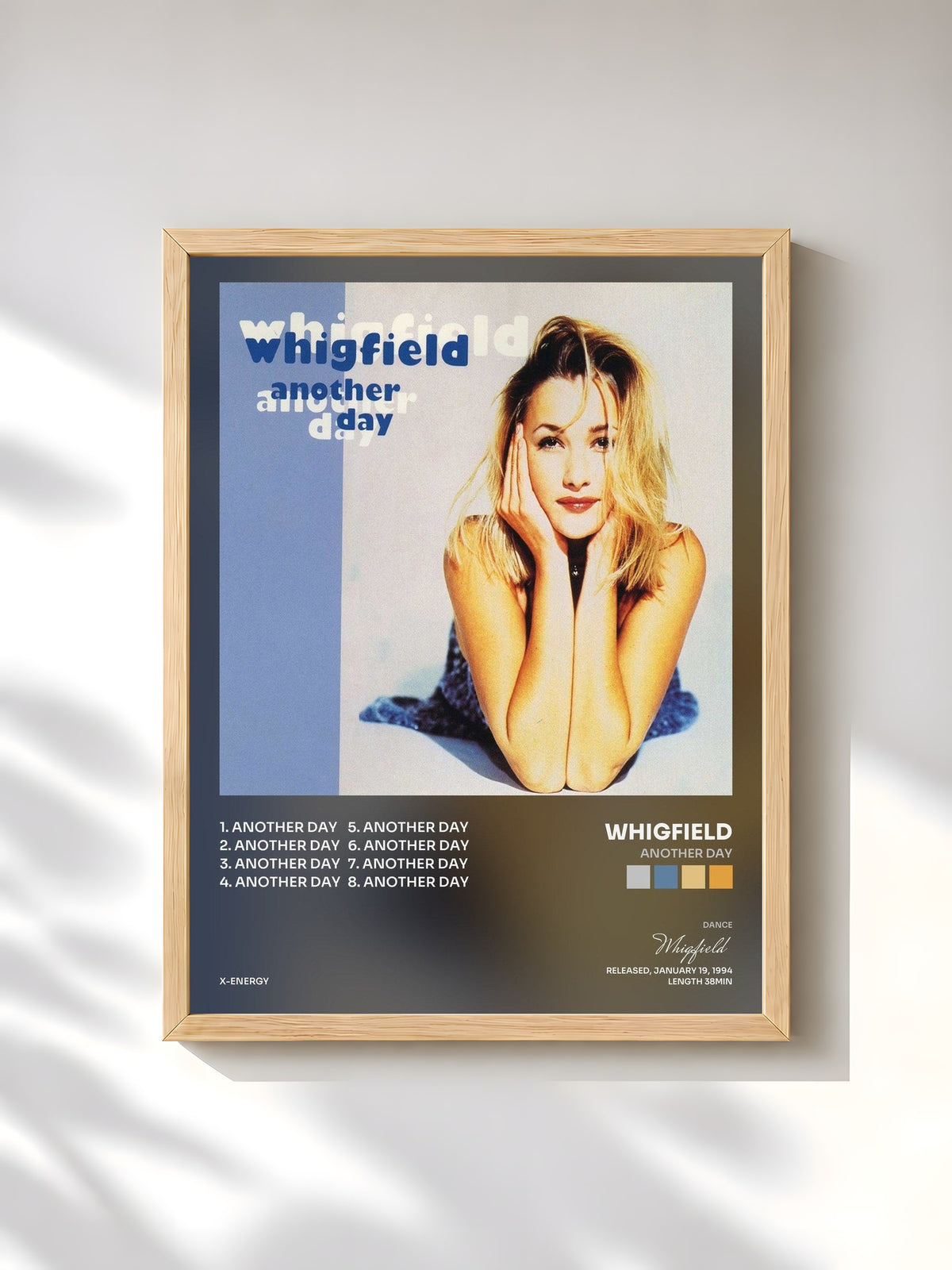 #bois Tableau de l'album Another Day de Whigfield, cadre en bois brut, imprimé et encadré en France