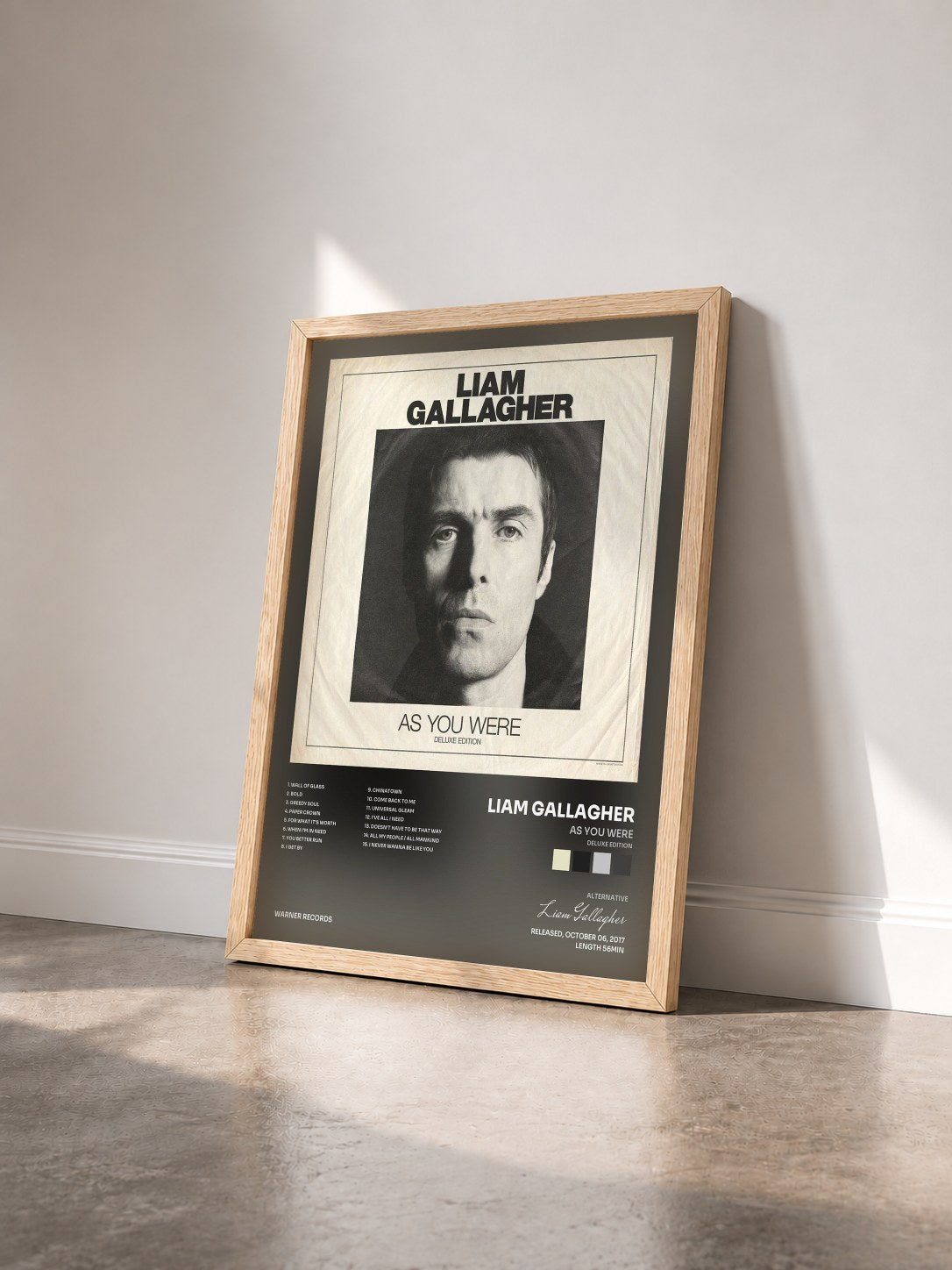 #bois Tableau de l'album As You Were (Deluxe Edition) de Liam Gallagher vu de trois quarts, cadre en bois brut
