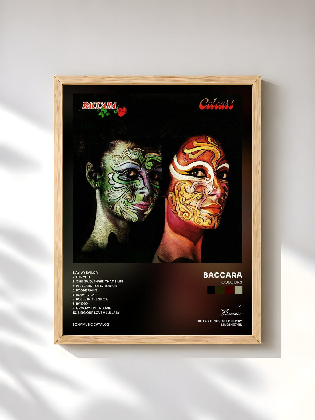 #bois Tableau de l'album Colours de Baccara, cadre en bois brut, imprimé et encadré en France