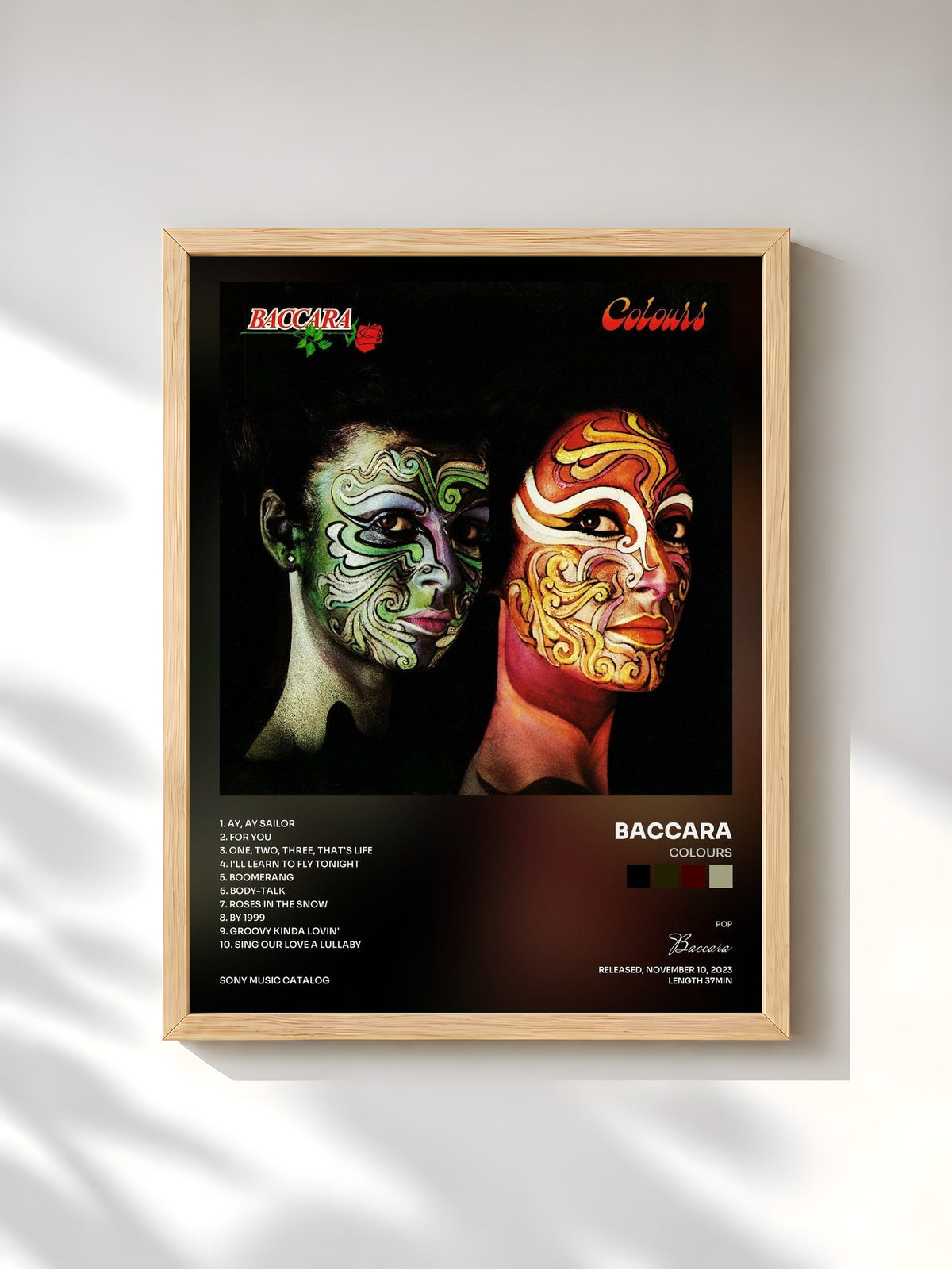 #bois Tableau de l'album Colours de Baccara, cadre en bois brut, imprimé et encadré en France