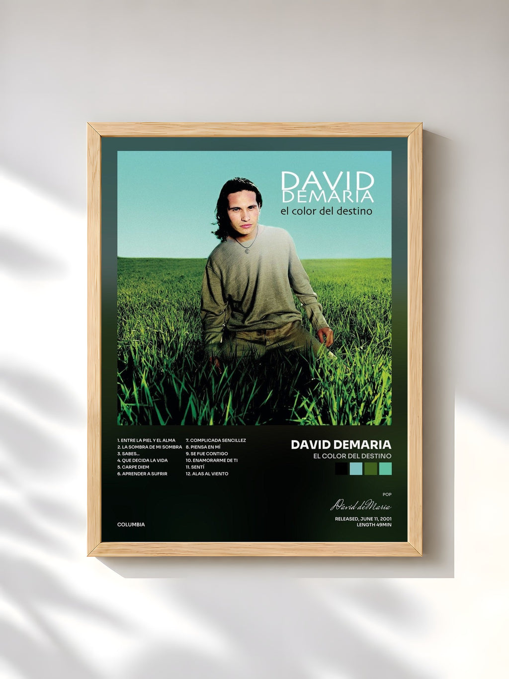 #bois Tableau de l'album El Color Del Destino de David deMaria, cadre en bois brut, imprimé et encadré en France