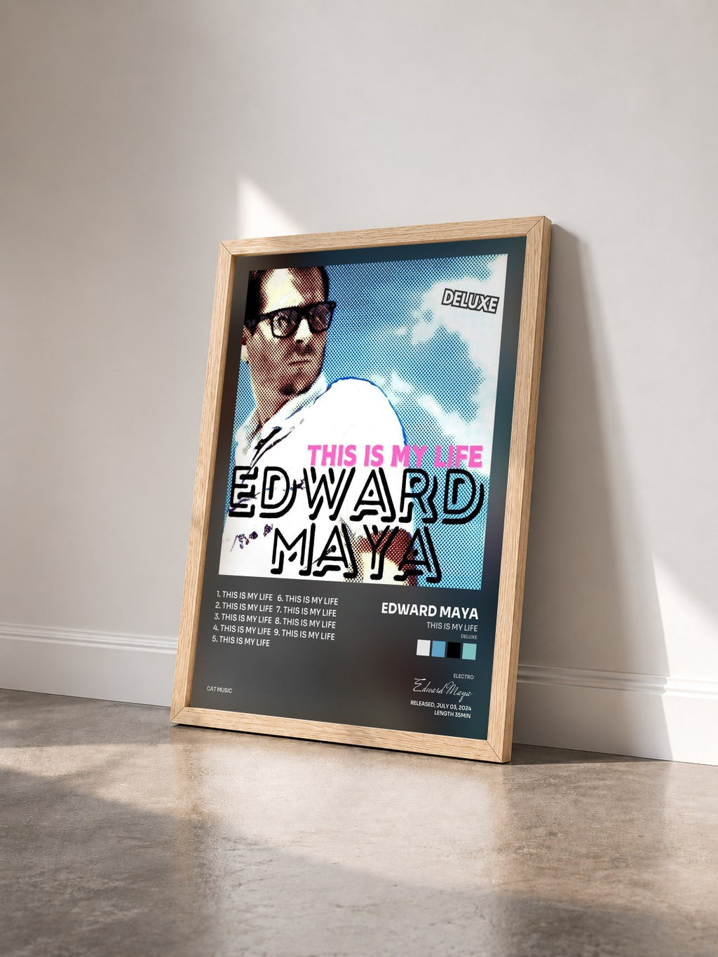 #bois Tableau de l'album This Is My Life (Deluxe) de Edward Maya vu de trois quarts, cadre en bois brut