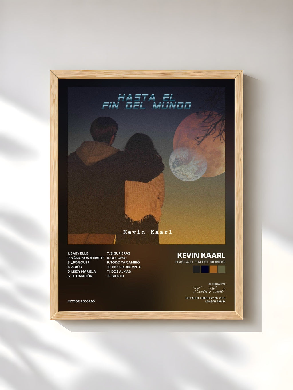 #bois Tableau de l'album Hasta el Fin Del Mundo de Kevin Kaarl, cadre en bois brut, imprimé et encadré en France