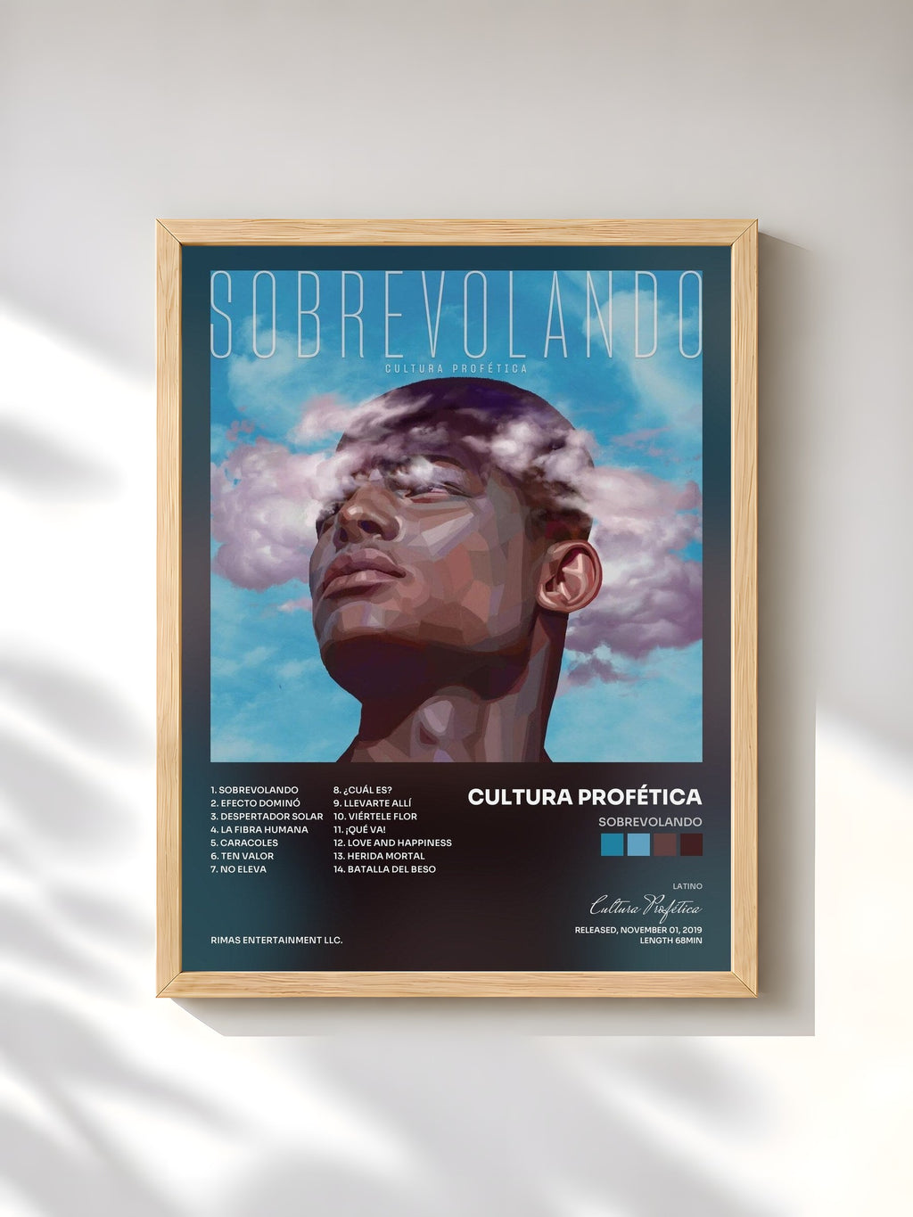 #bois Tableau de l'album Sobrevolando de Cultura Profética, cadre en bois brut, imprimé et encadré en France