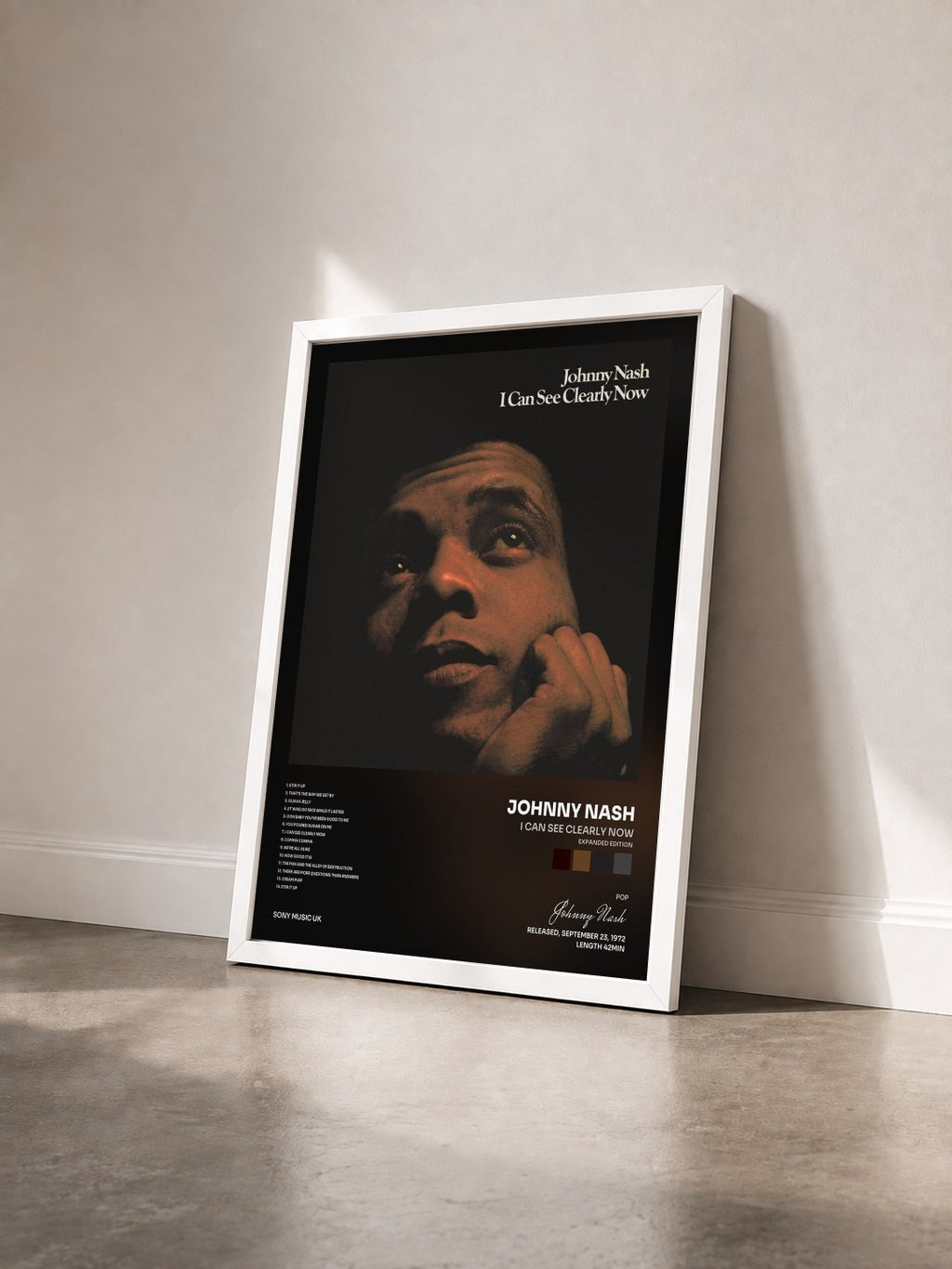 #blanc Tableau de l'album I Can See Clearly Now (Expanded Edition) de Johnny Nash vu de trois quarts, cadre blanc
