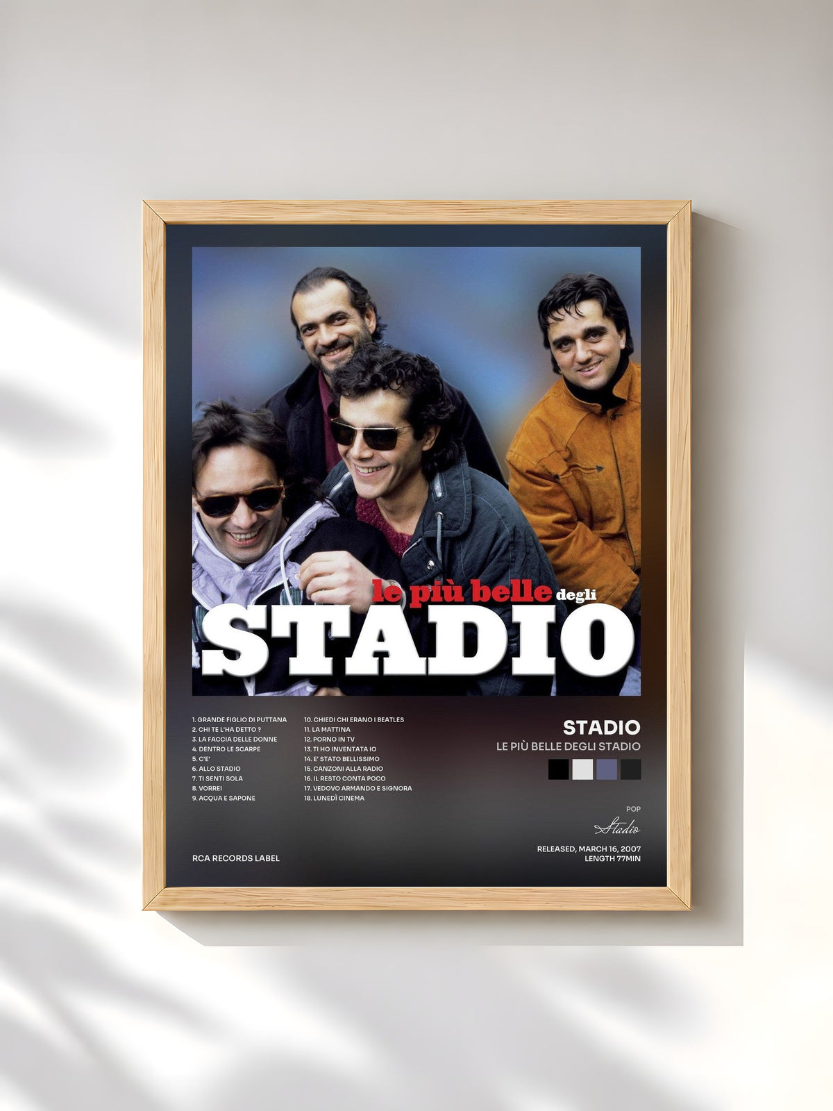 #bois Tableau de l'album Le Più Belle Degli Stadio de Stadio, cadre en bois brut, imprimé et encadré en France