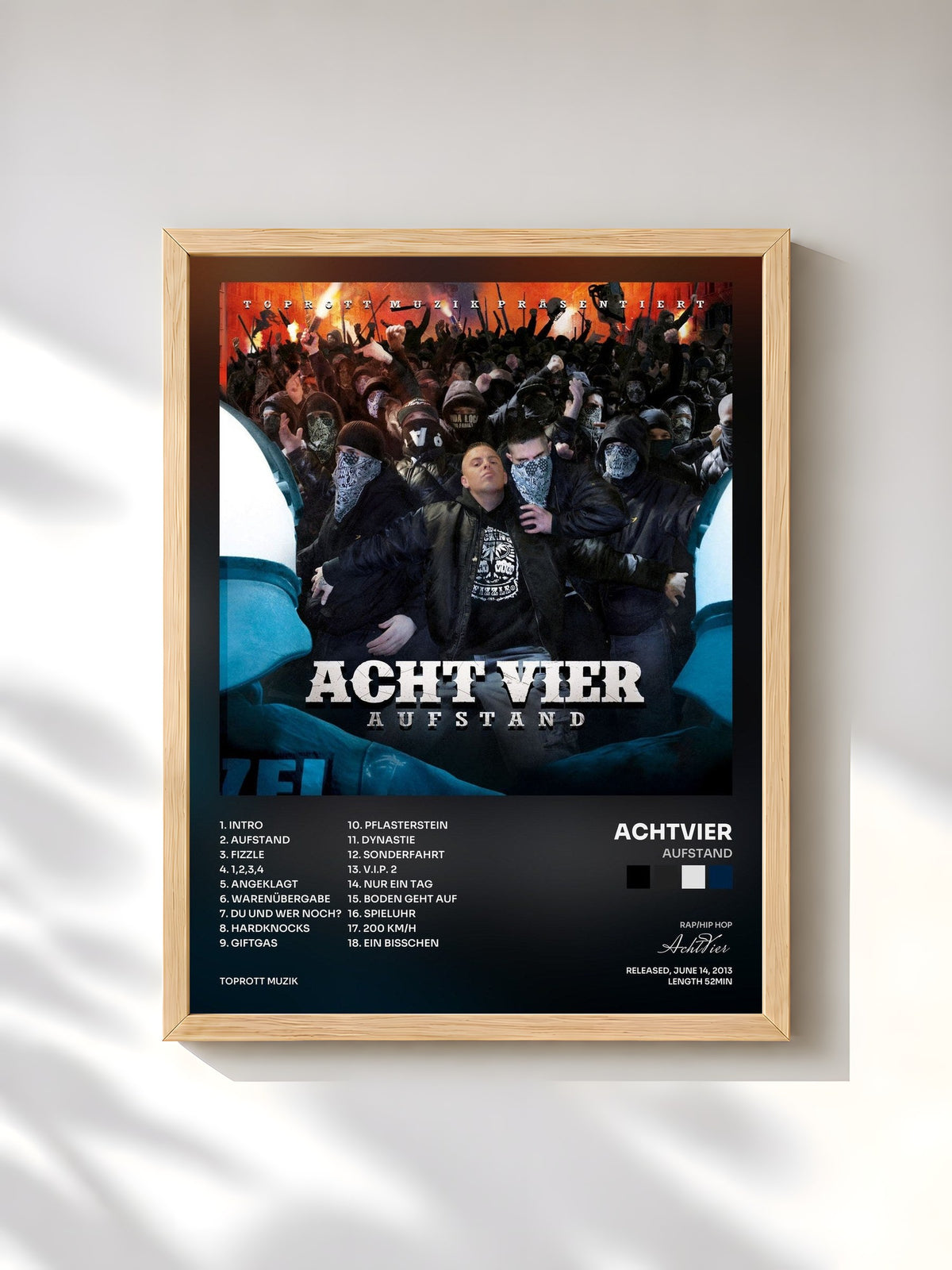 #bois Tableau de l'album Aufstand de AchtVier, cadre en bois brut, imprimé et encadré en France