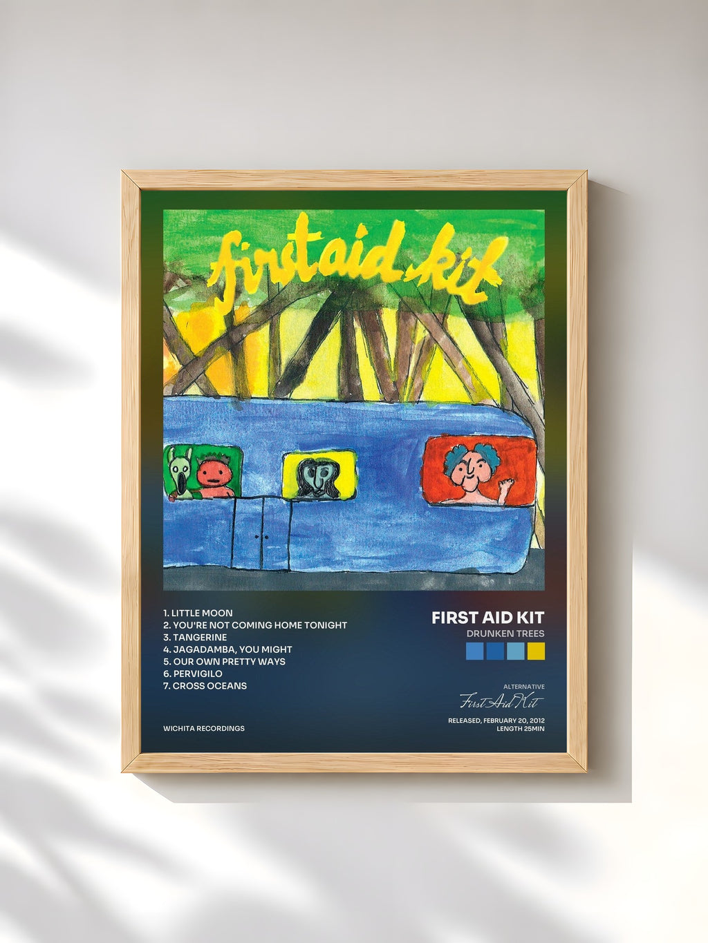 #bois Tableau de l'album Drunken Trees de First Aid Kit, cadre en bois brut, imprimé et encadré en France