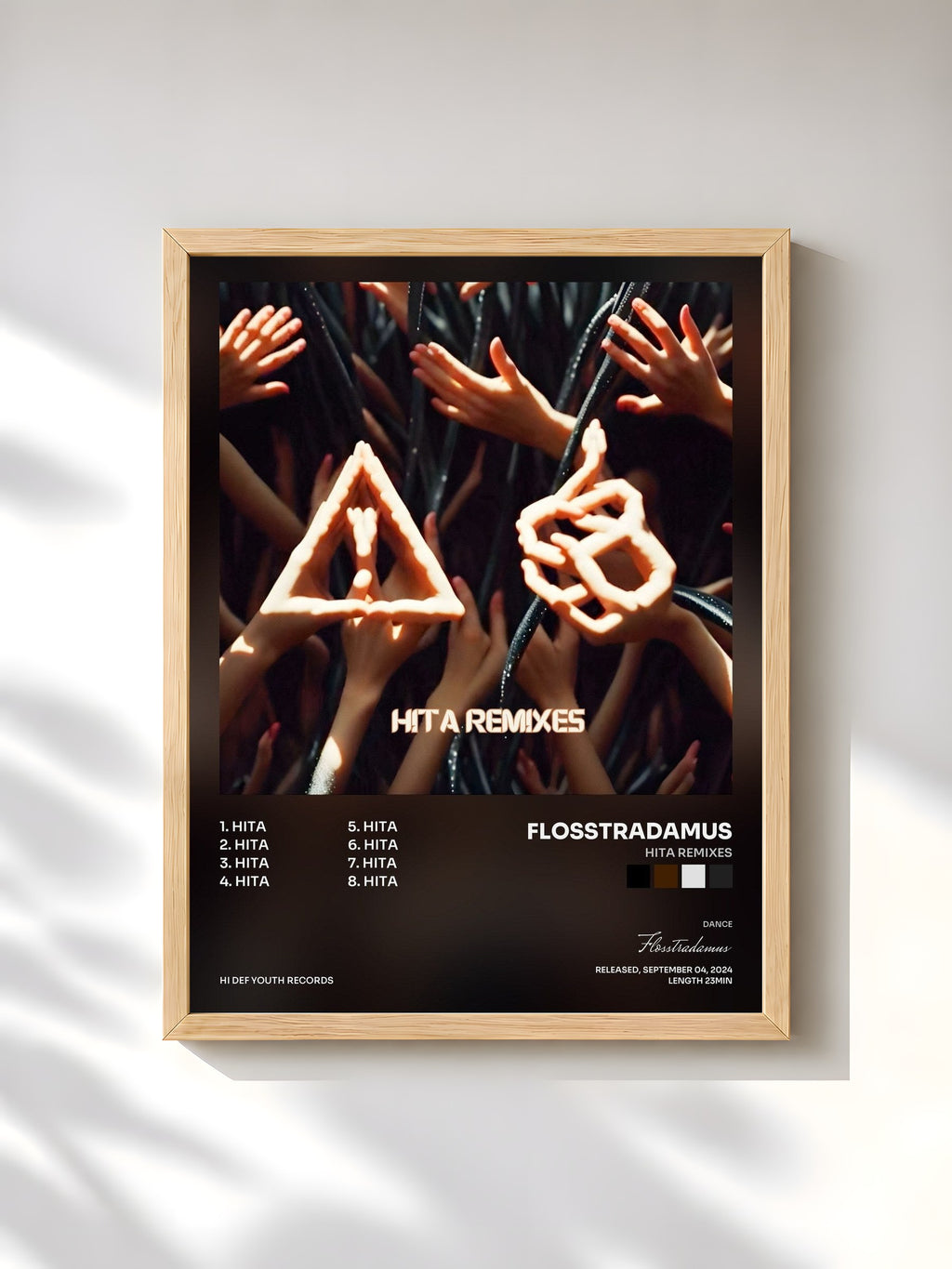 #bois Tableau de l'album HITA REMIXES de Flosstradamus, cadre en bois brut, imprimé et encadré en France