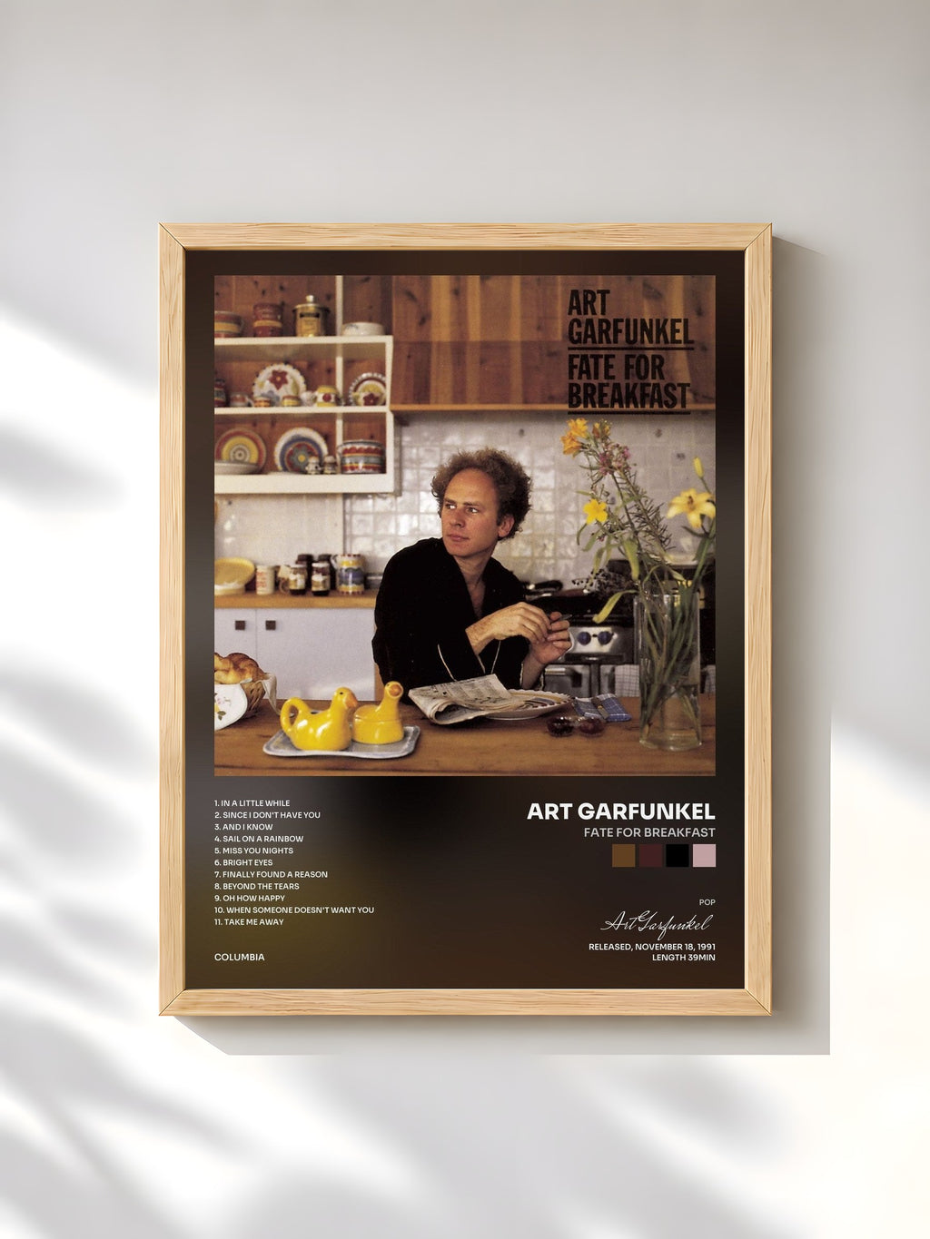 #bois Tableau de l'album FATE FOR BREAKFAST de Art Garfunkel, cadre en bois brut, imprimé et encadré en France
