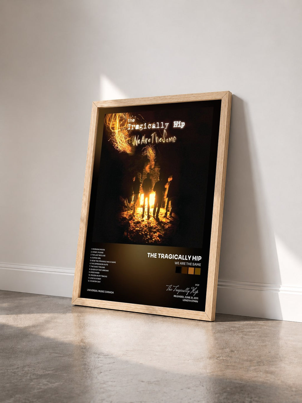 #bois Tableau de l'album We Are The Same de The Tragically Hip vu de trois quarts, cadre en bois brut