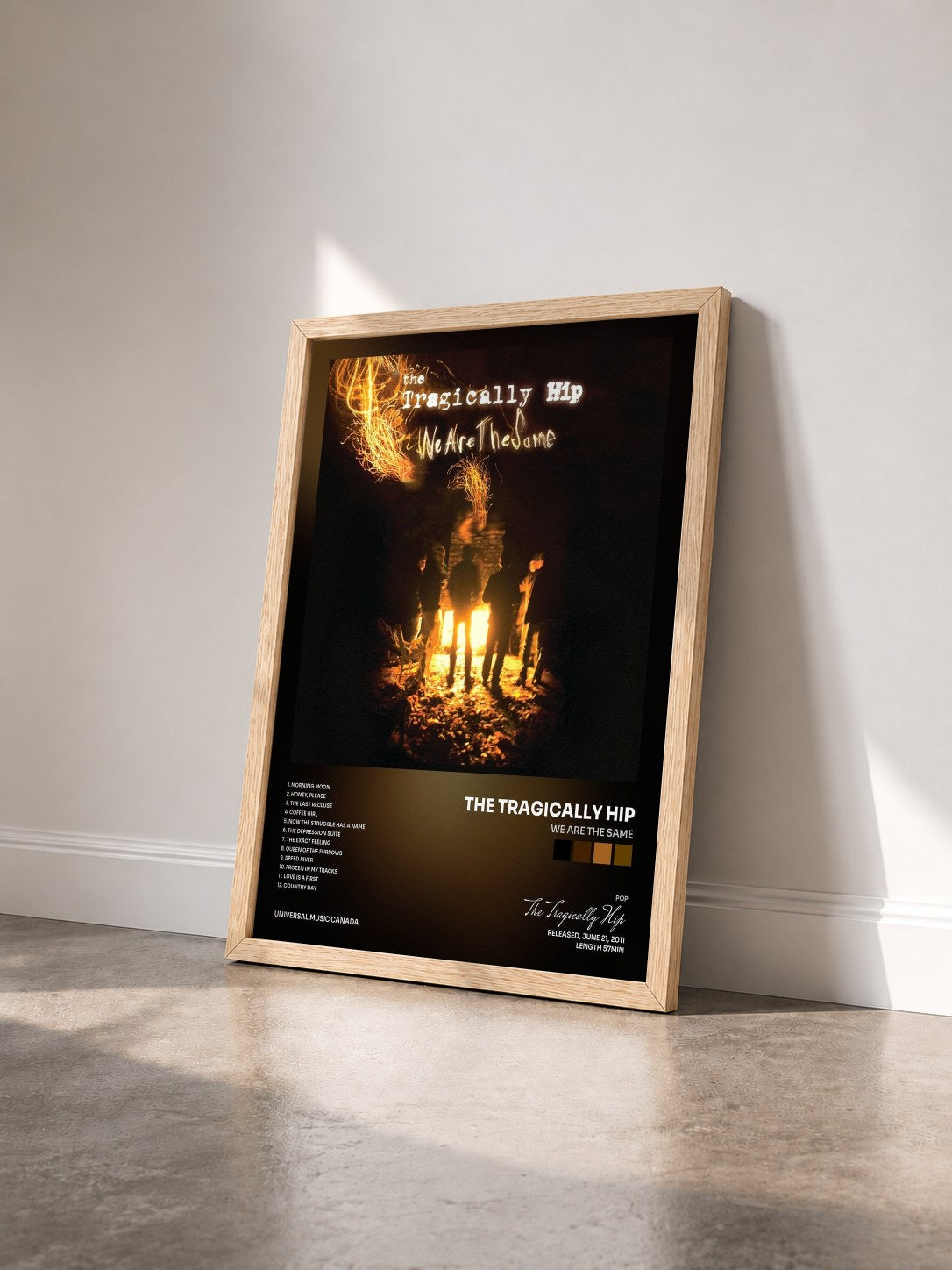 #bois Tableau de l'album We Are The Same de The Tragically Hip vu de trois quarts, cadre en bois brut