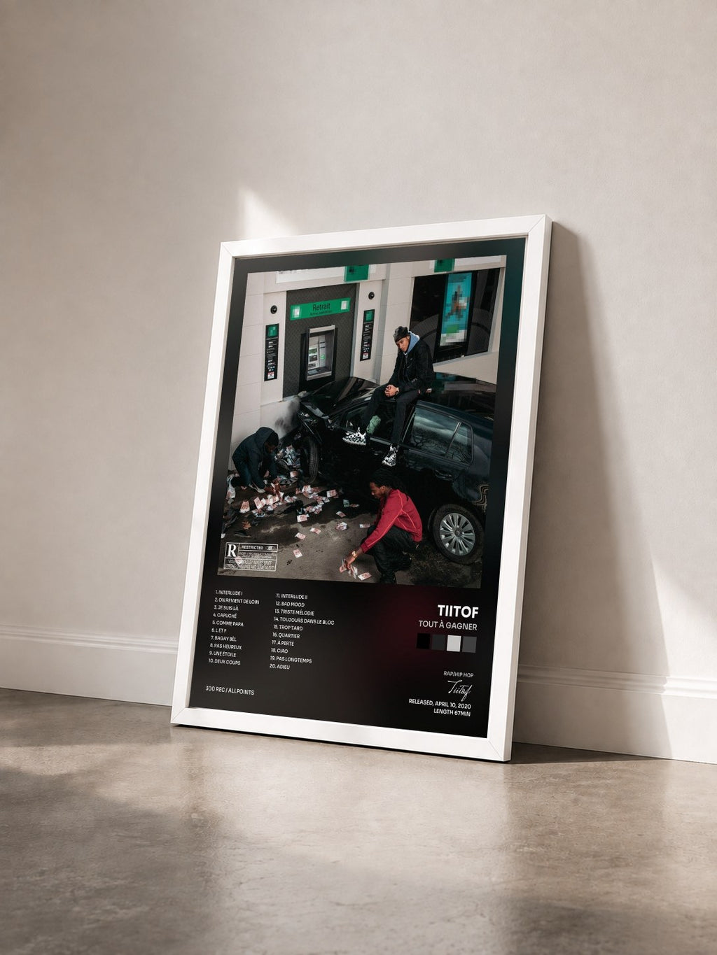 #blanc Tableau de l'album Tout à gagner de Tiitof vu de trois quarts, cadre blanc