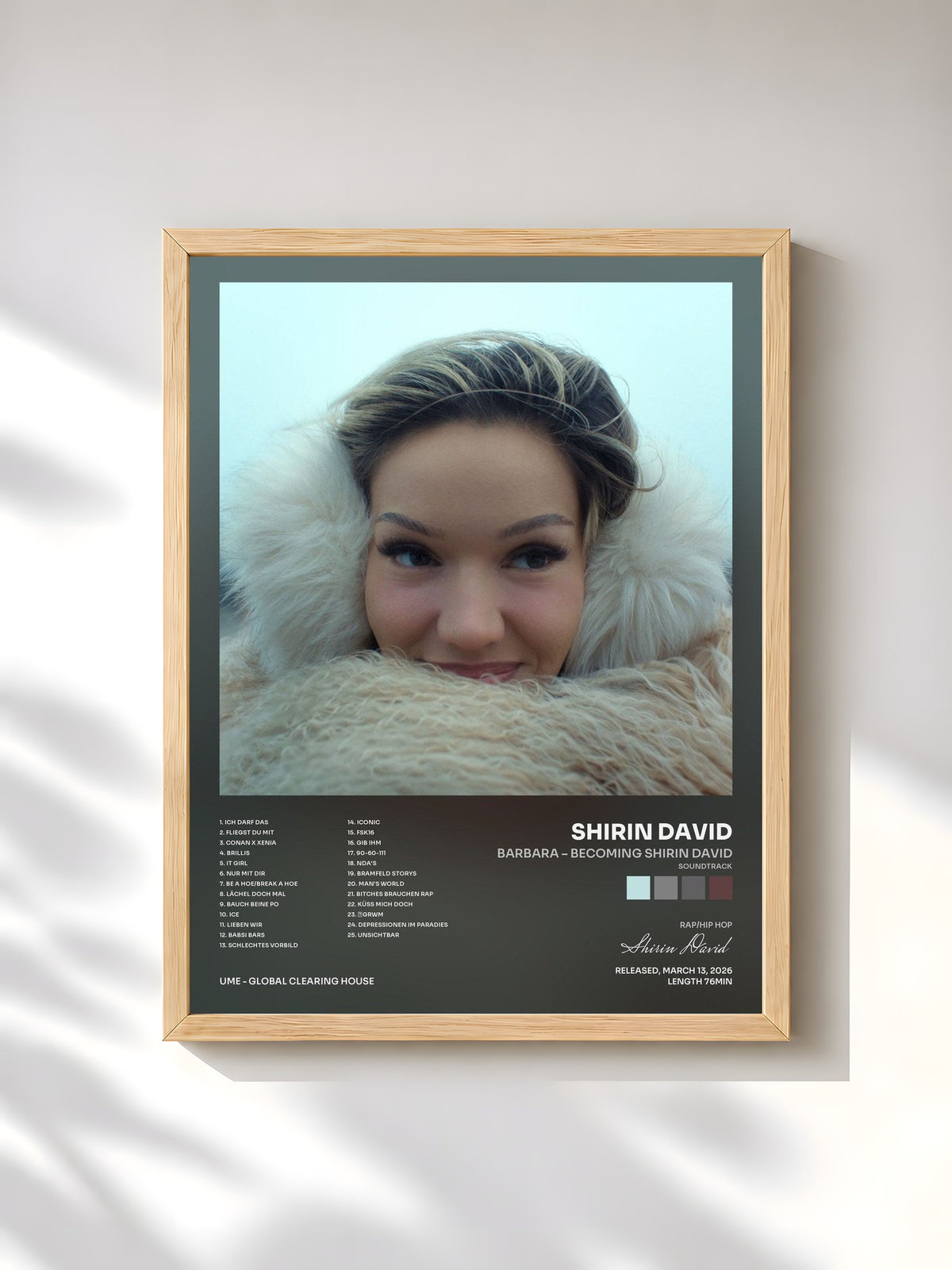 #bois Tableau de l'album Barbara – Becoming Shirin David (Soundtrack) de Shirin David, cadre en bois brut, imprimé et encadré en France