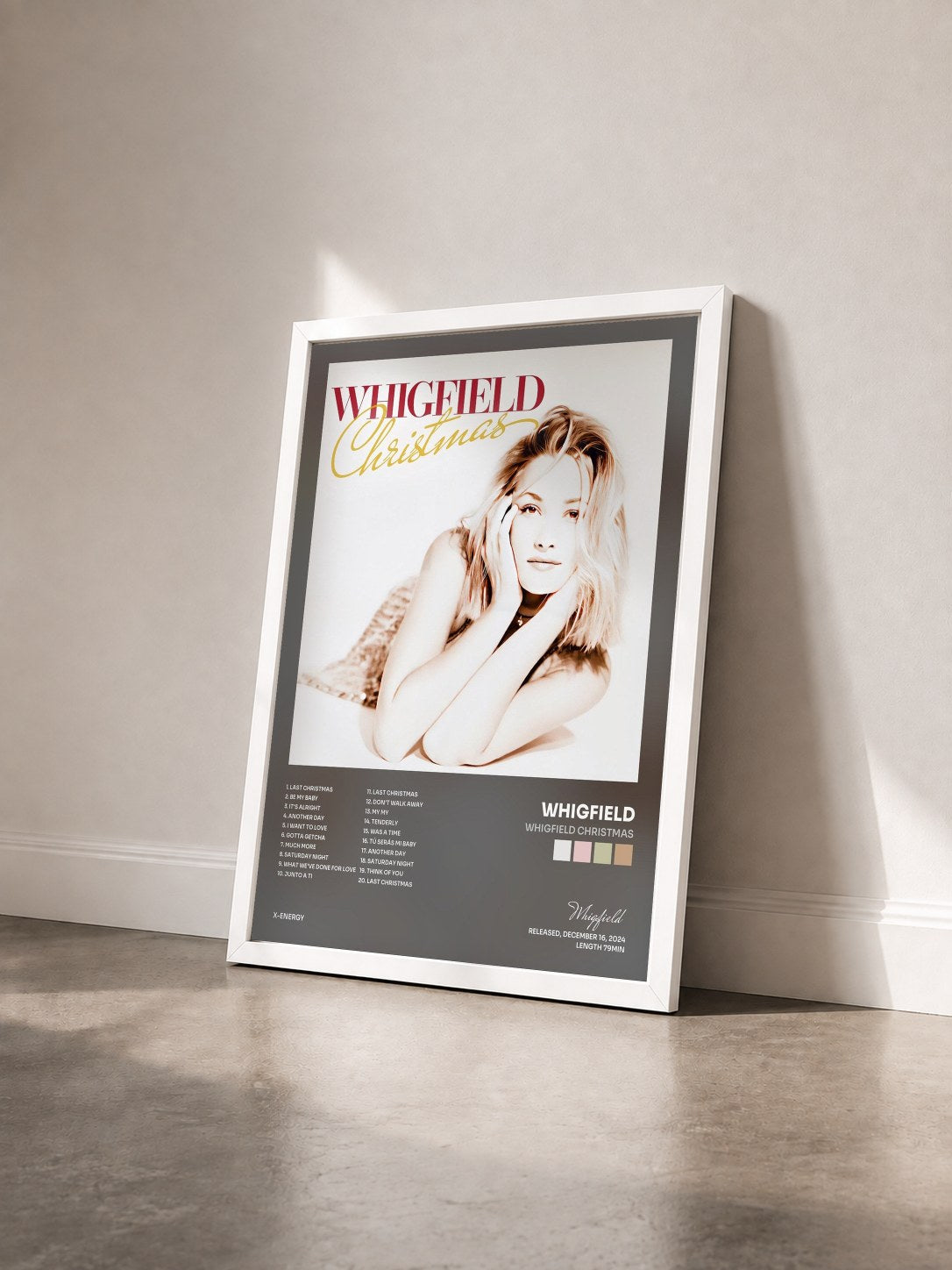 #blanc Tableau de l'album Whigfield Christmas de Whigfield vu de trois quarts, cadre blanc