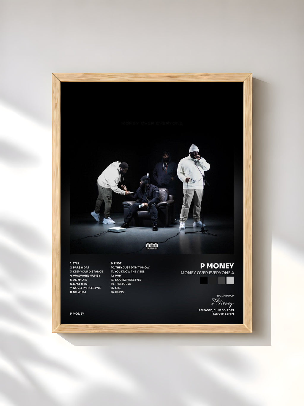 #bois Tableau de l'album Money Over Everyone 4 de P Money, cadre en bois brut, imprimé et encadré en France