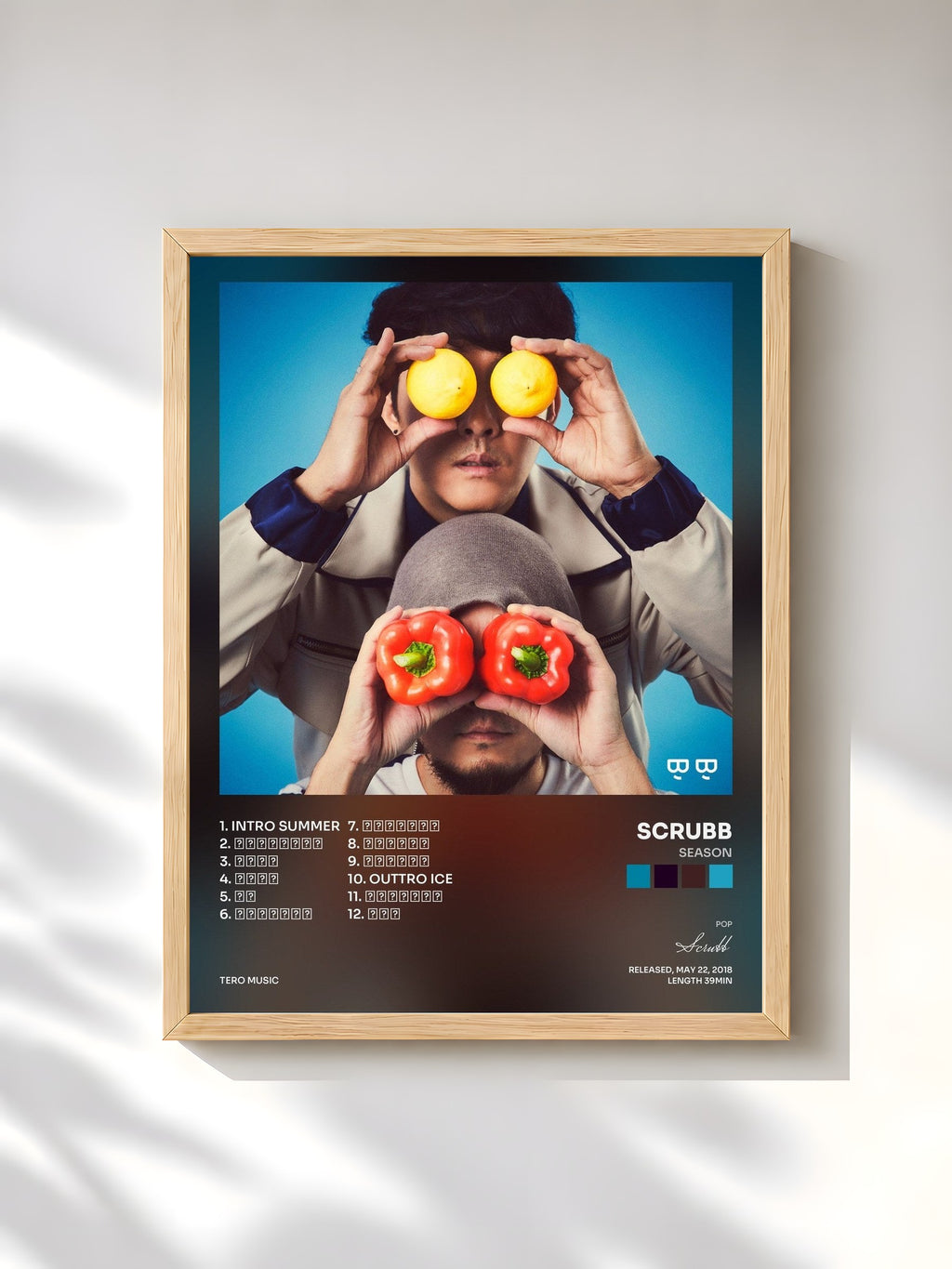 #bois Tableau de l'album SEASON de Scrubb, cadre en bois brut, imprimé et encadré en France