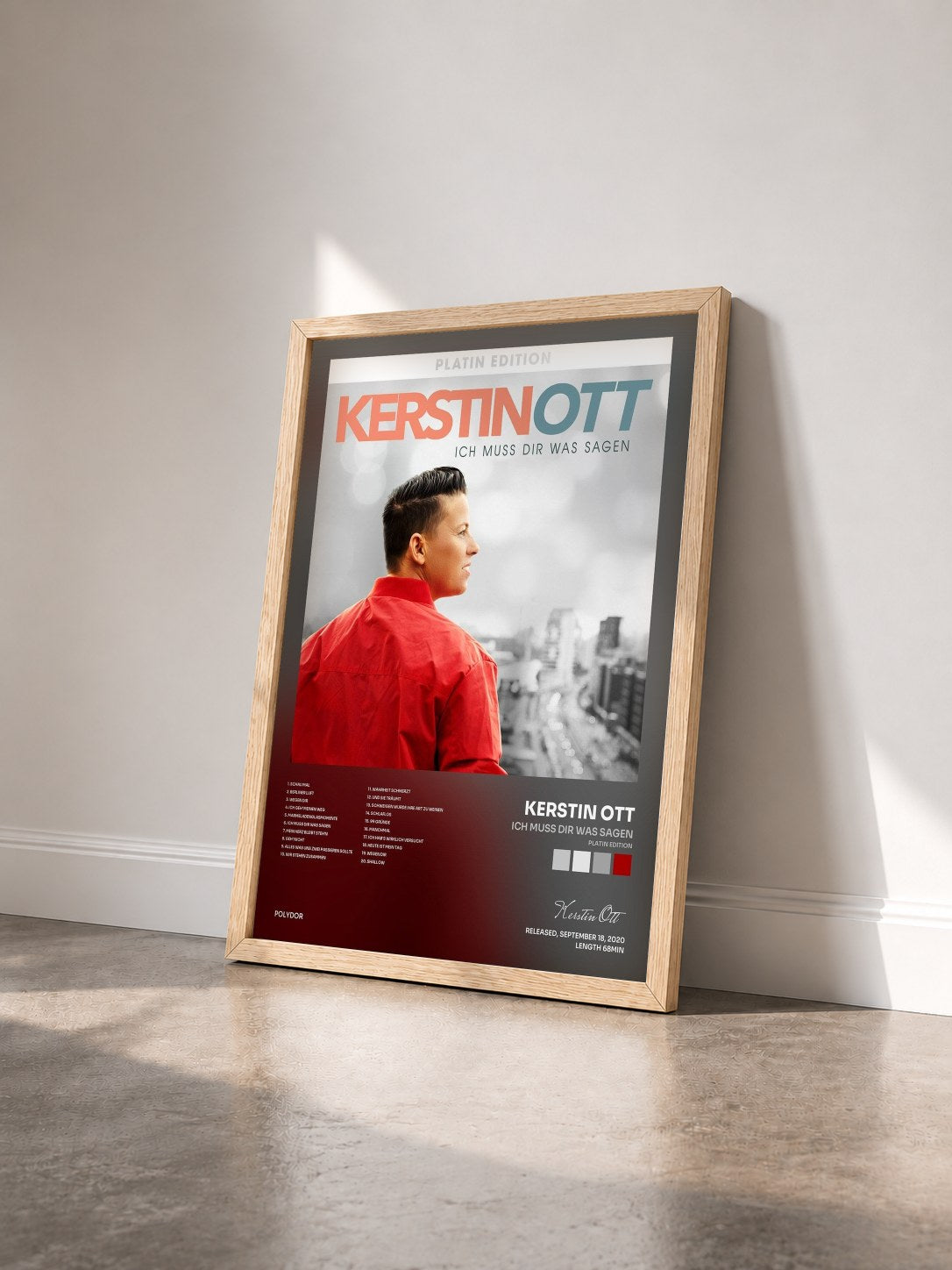 #bois Tableau de l'album Ich muss Dir was sagen (Platin Edition) de Kerstin Ott vu de trois quarts, cadre en bois brut