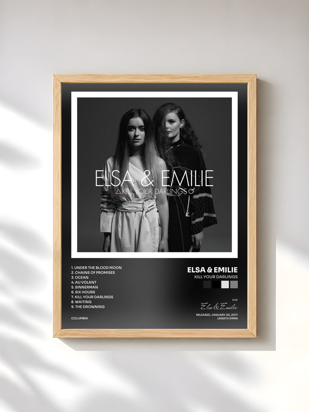 #bois Tableau de l'album Kill Your Darlings de Elsa & Emilie, cadre en bois brut, imprimé et encadré en France