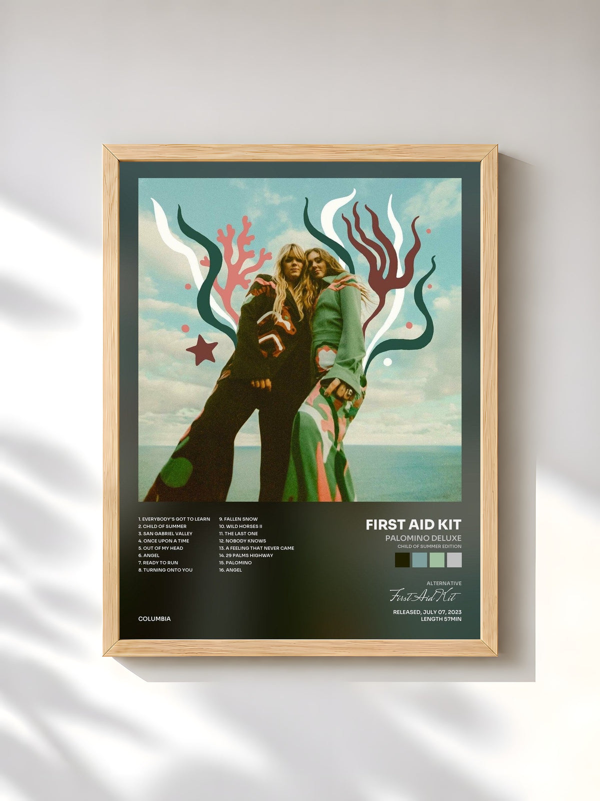#bois Tableau de l'album Palomino Deluxe (Child of Summer Edition) de First Aid Kit, cadre en bois brut, imprimé et encadré en France