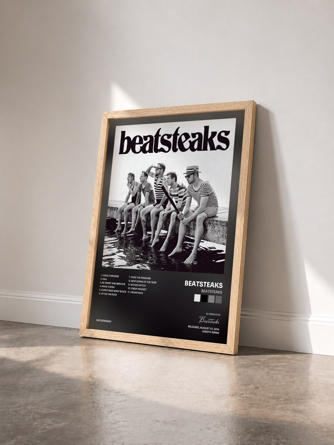 #bois Tableau de l'album Beatsteaks de Beatsteaks vu de trois quarts, cadre en bois brut