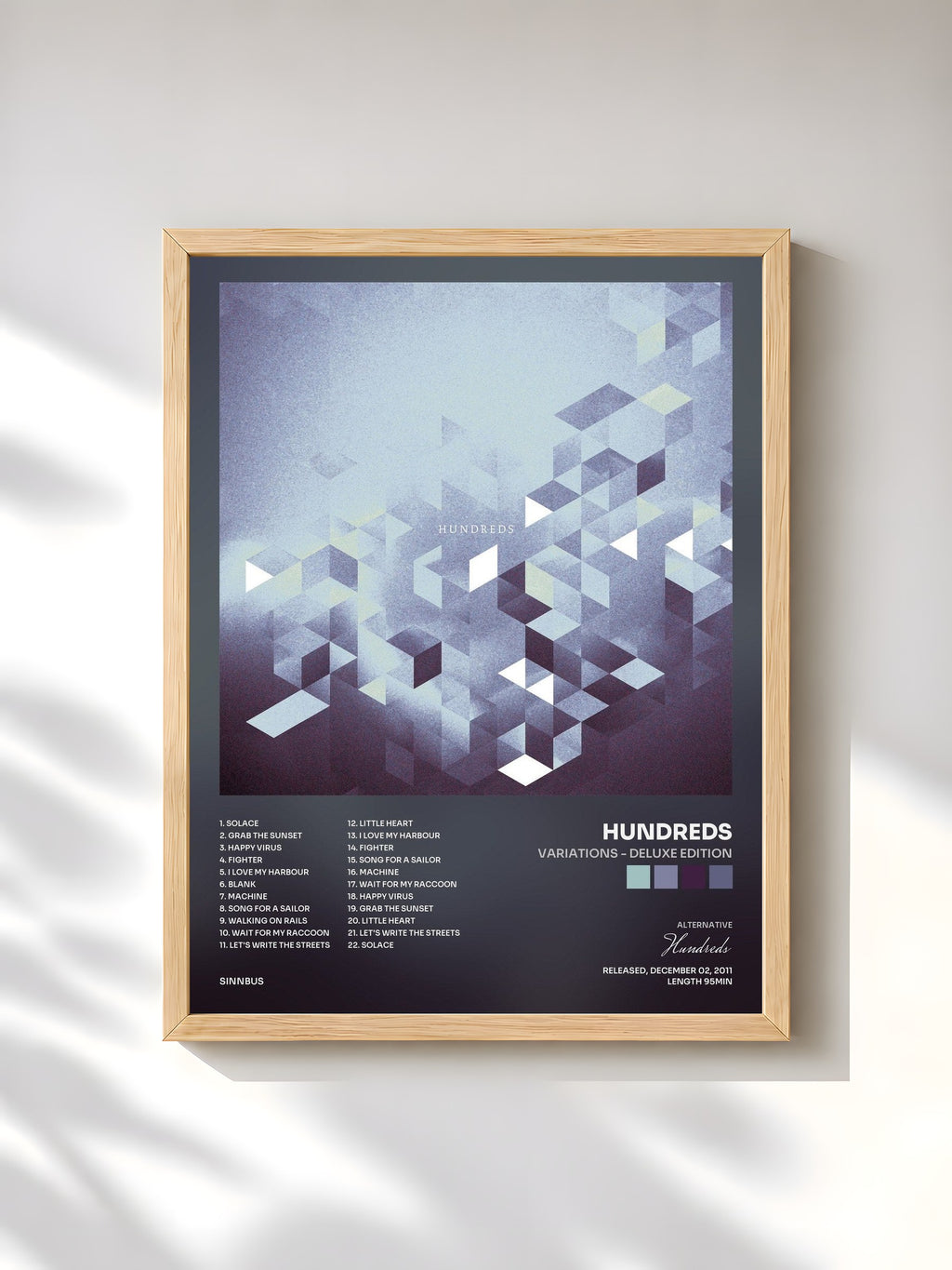 #bois Tableau de l'album Variations - Deluxe Edition de Hundreds, cadre en bois brut, imprimé et encadré en France