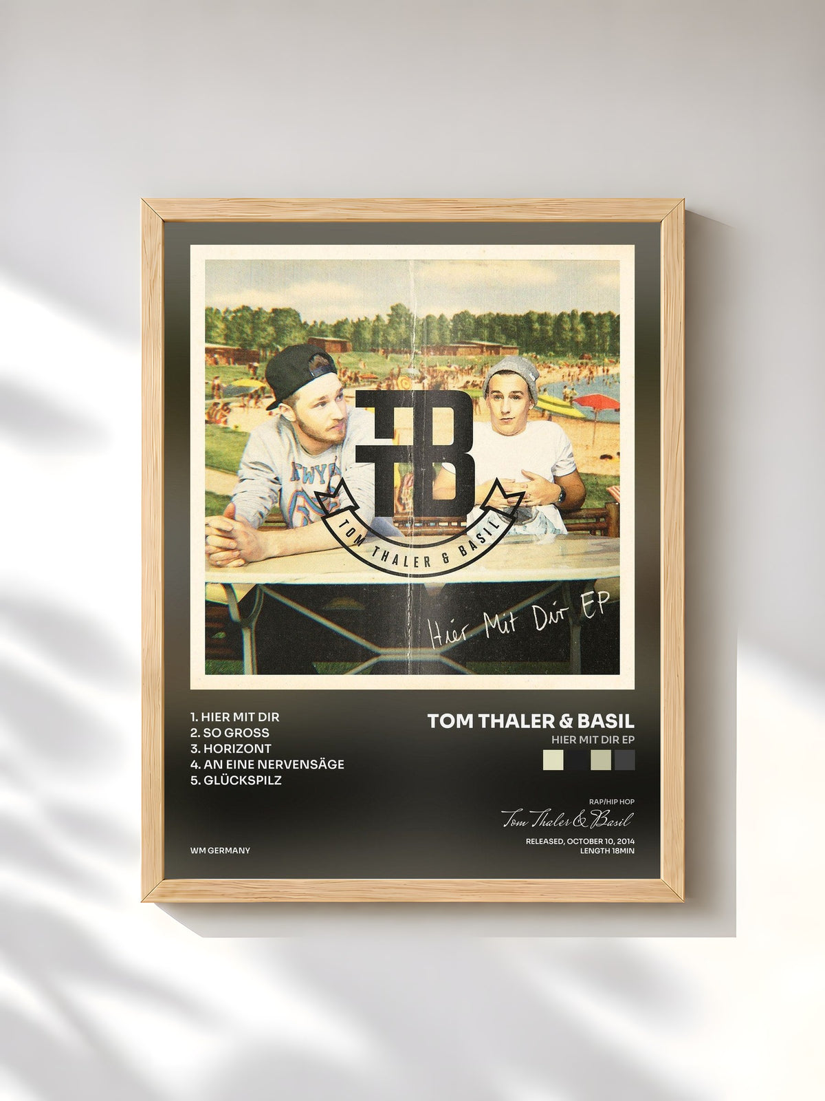 #bois Tableau de l'album Hier Mit Dir EP de Tom Thaler & Basil, cadre en bois brut, imprimé et encadré en France
