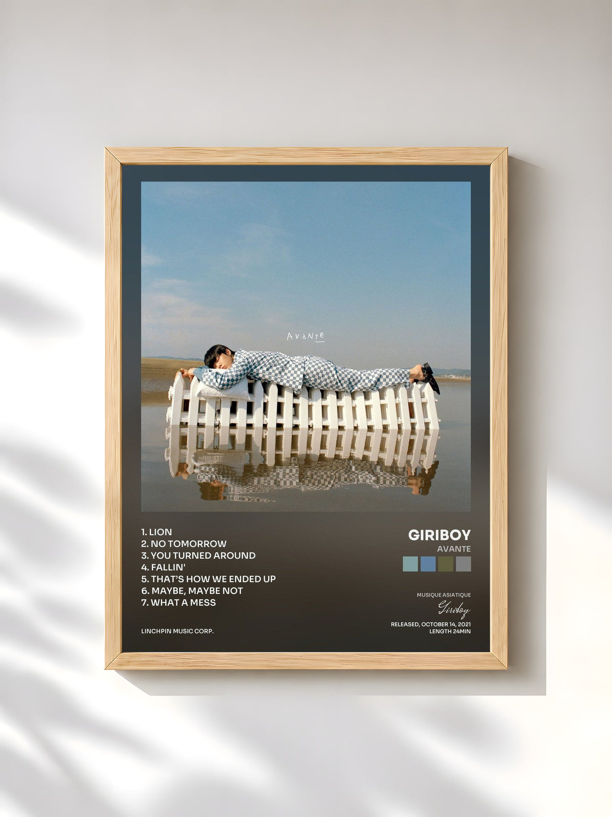 #bois Tableau de l'album avante de Giriboy, cadre en bois brut, imprimé et encadré en France