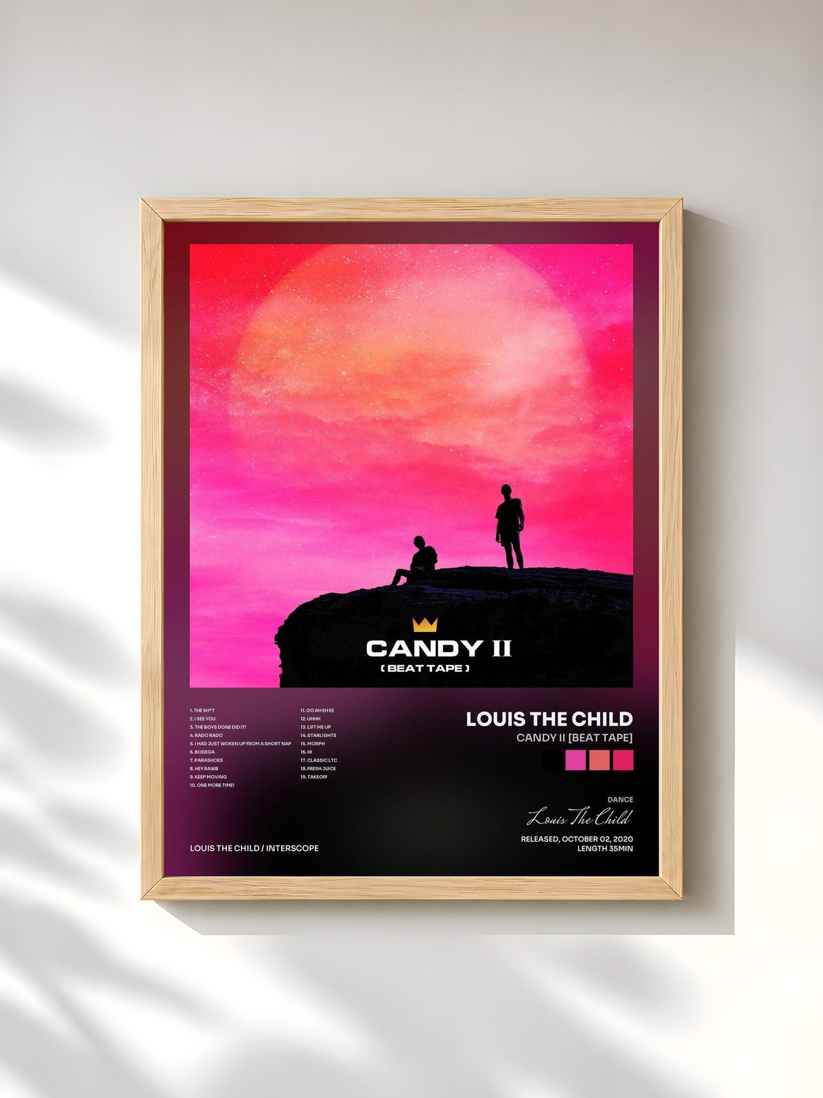 #bois Tableau de l'album Candy II [Beat Tape] de Louis The Child, cadre en bois brut, imprimé et encadré en France