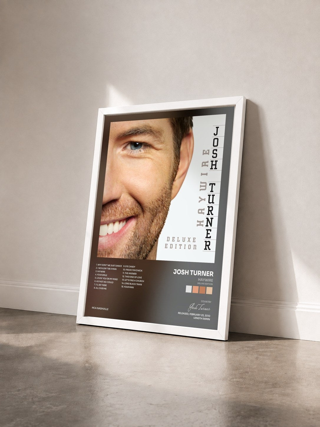 #blanc Tableau de l'album Haywire (Deluxe Edition) de Josh Turner vu de trois quarts, cadre blanc