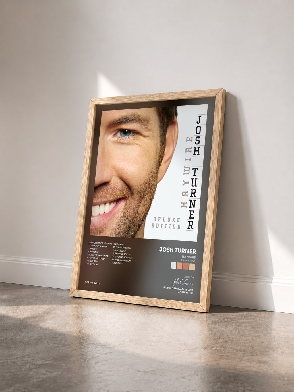 #bois Tableau de l'album Haywire (Deluxe Edition) de Josh Turner vu de trois quarts, cadre en bois brut